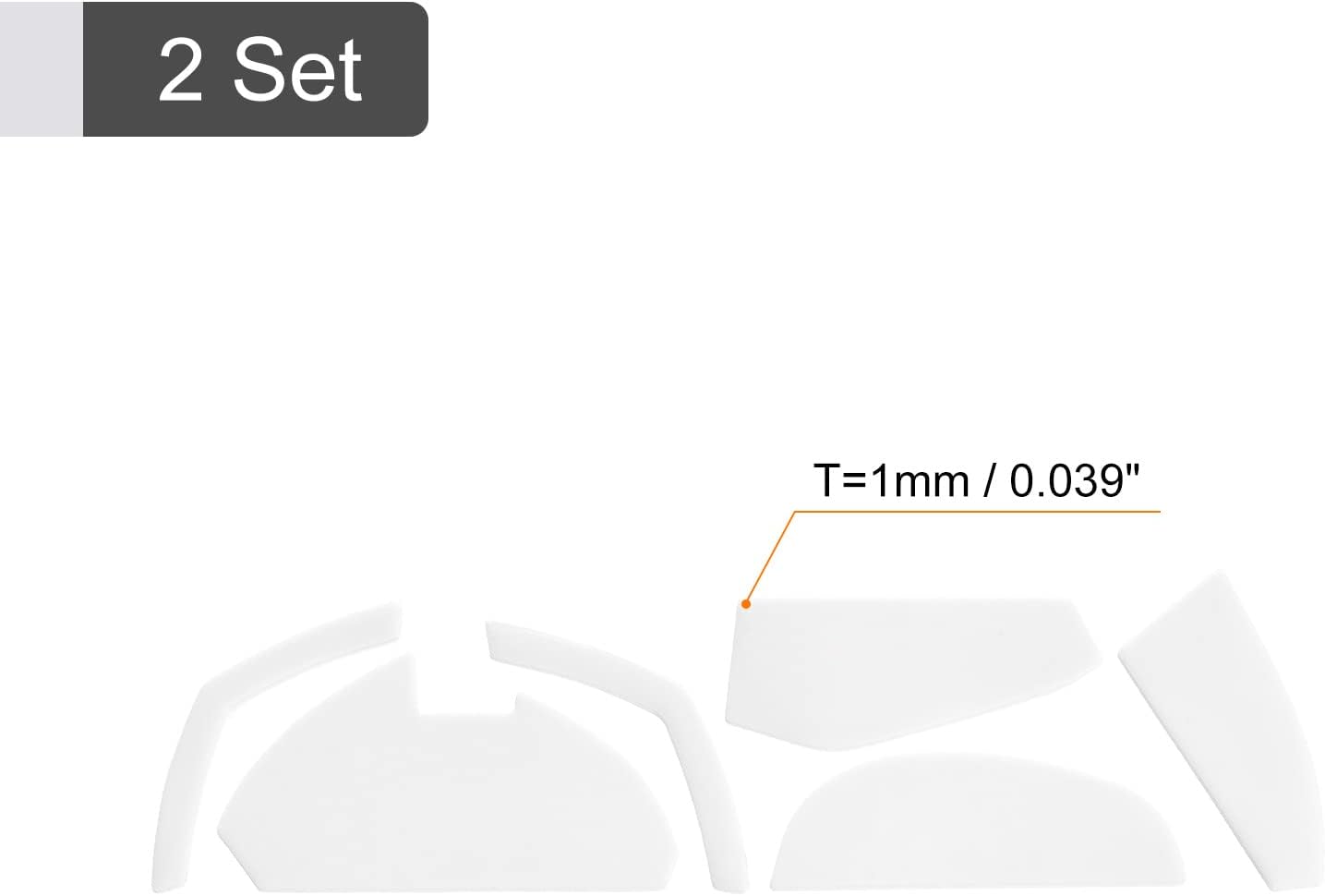 Rounded Curved Edges Mouse Feet Skates Pads 1.0mm for G602 Gaming Replacement White 6Pcs/2 Set -