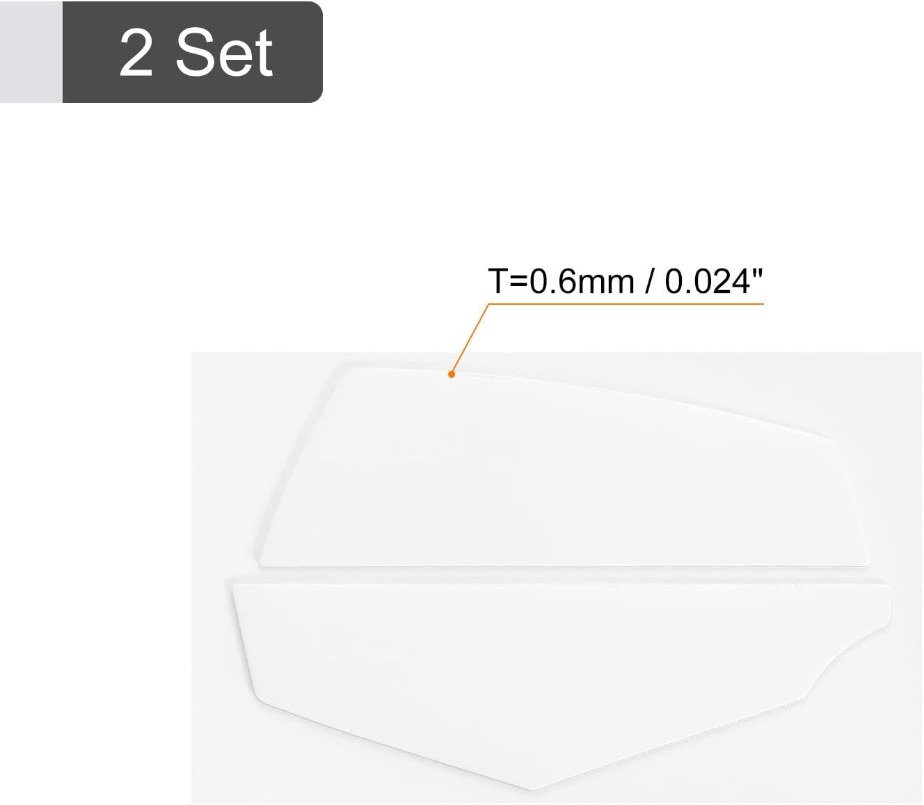 Rounded Curved Edges Mouse Feet Skates Pads 0.6mm for G600 Gaming Replacement White 2Pcs/2 Set -