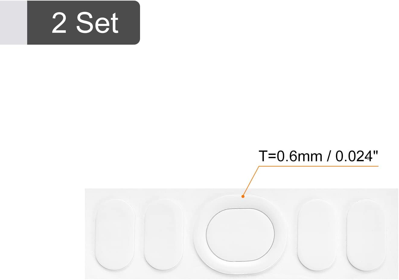 Rounded Curved Edges Mouse Feet Skates Pads 0.6mm w Cleaning Paper for G102/G Pro Wired Gaming Replacement White 5Pcs/2 Set -