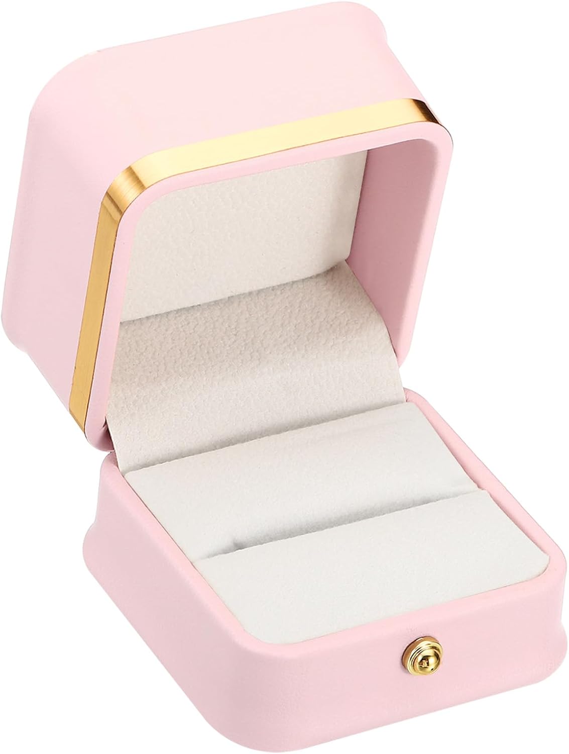 Velvet Ring Box, Single Slot Wedding Box Vintage Jewelry Holder for Engagement Proposal Ceremony Anniversary Style 2, Pink -