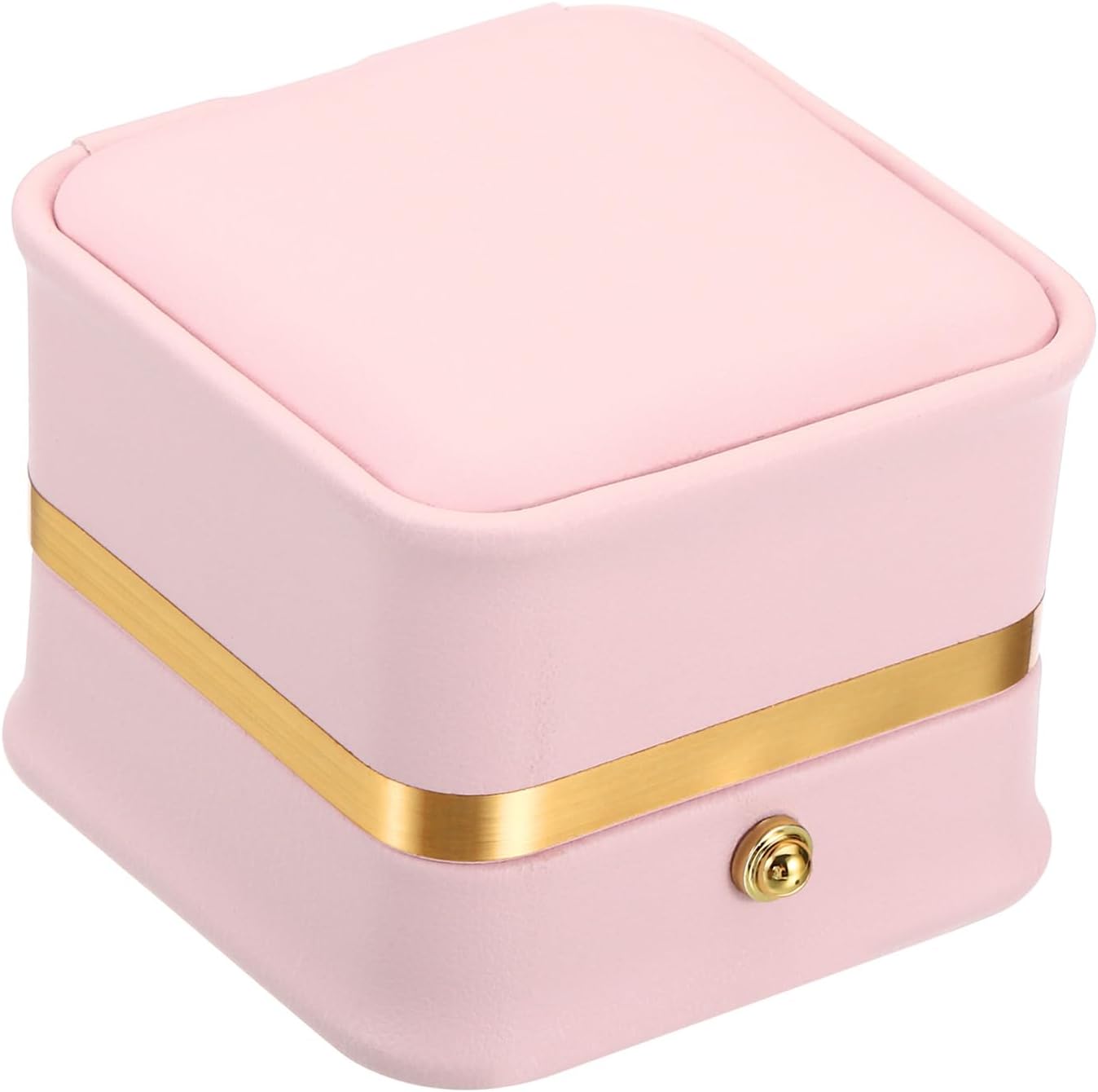 Velvet Ring Box, Single Slot Wedding Box Vintage Jewelry Holder for Engagement Proposal Ceremony Anniversary Style 2, Pink -