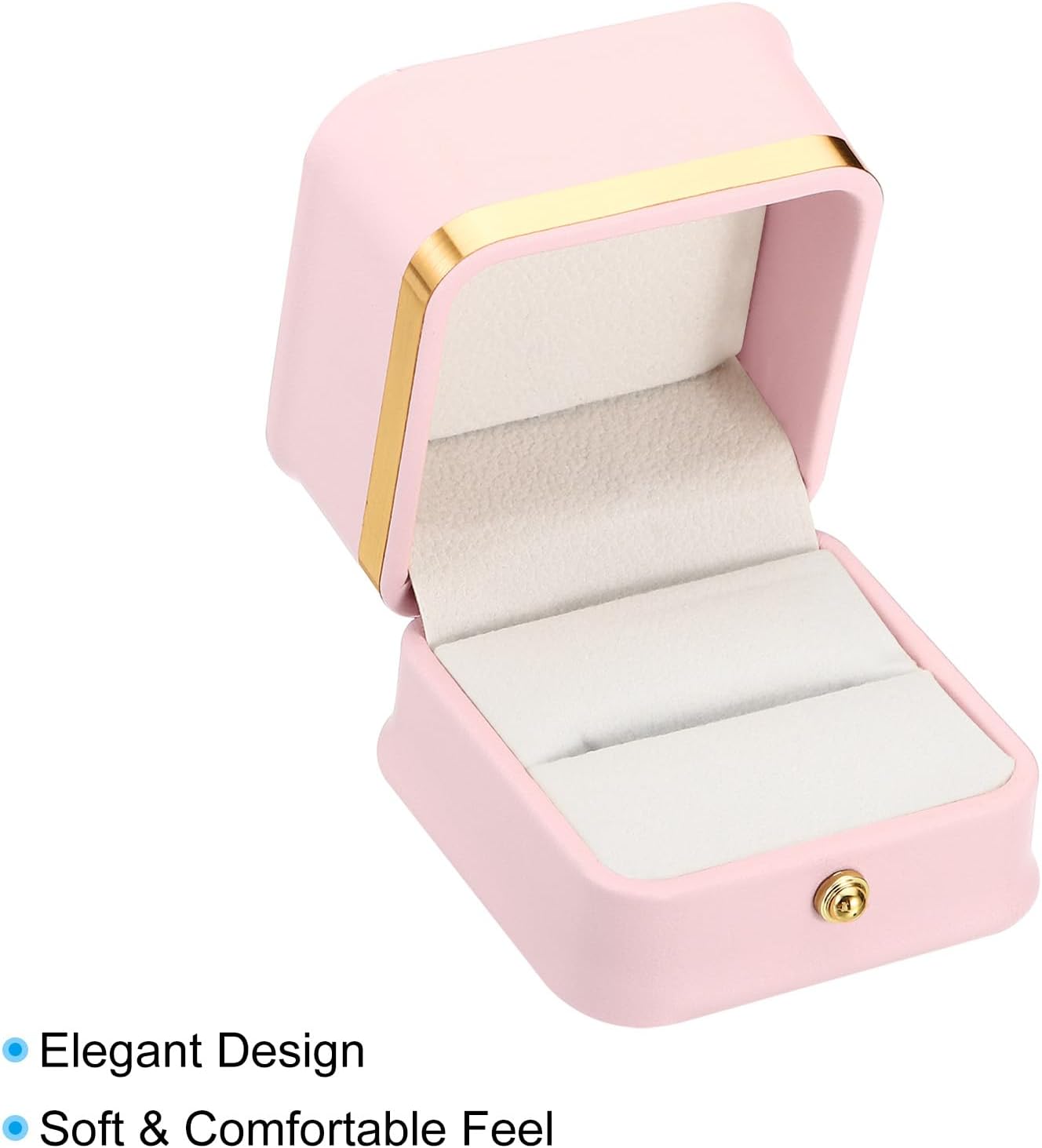 Velvet Ring Box, Single Slot Wedding Box Vintage Jewelry Holder for Engagement Proposal Ceremony Anniversary Style 2, Pink -