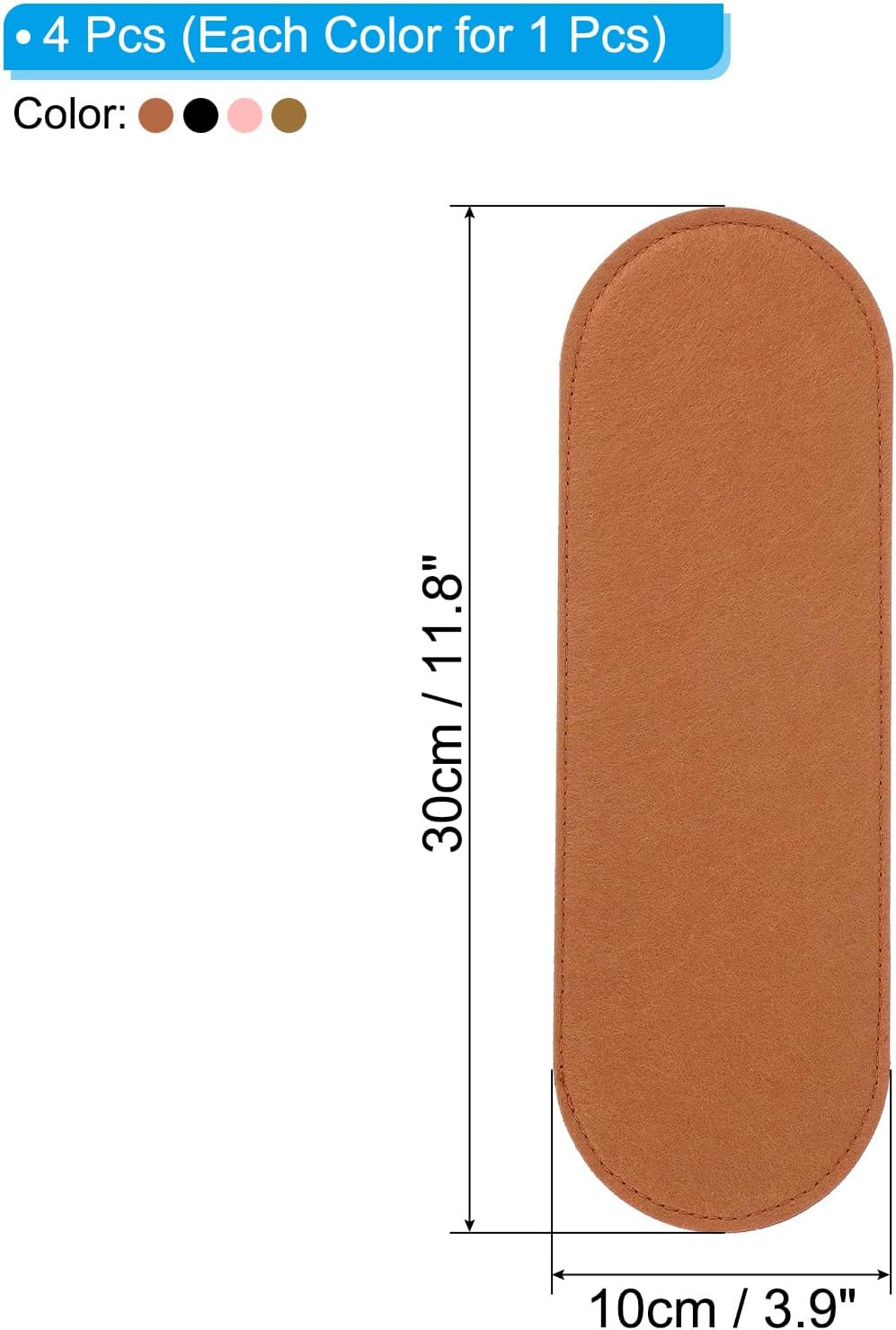 Felt Base Shaper 12x4 Inch, 4 Pcs Bag Bottom Pad Purse Liner Board Insert Oval for Handbags Tote Crossbody Backpack, Black/Dark Brown/Brown/Pink - Inch
