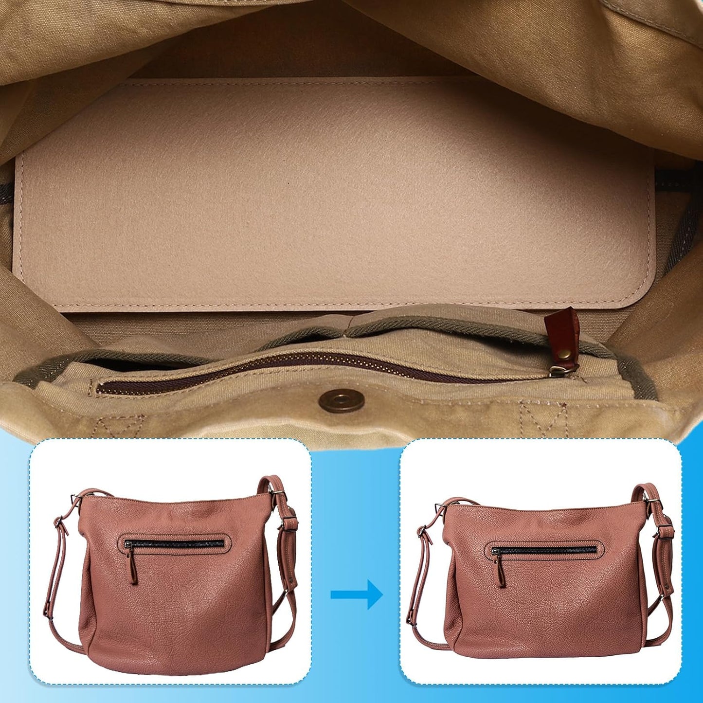 Felt Base Shaper 12x4 Inch, 4 Pcs Bag Bottom Pad Purse Liner Board Insert Oval for Handbags Tote Crossbody Backpack, Black/Dark Brown/Brown/Pink - Inch