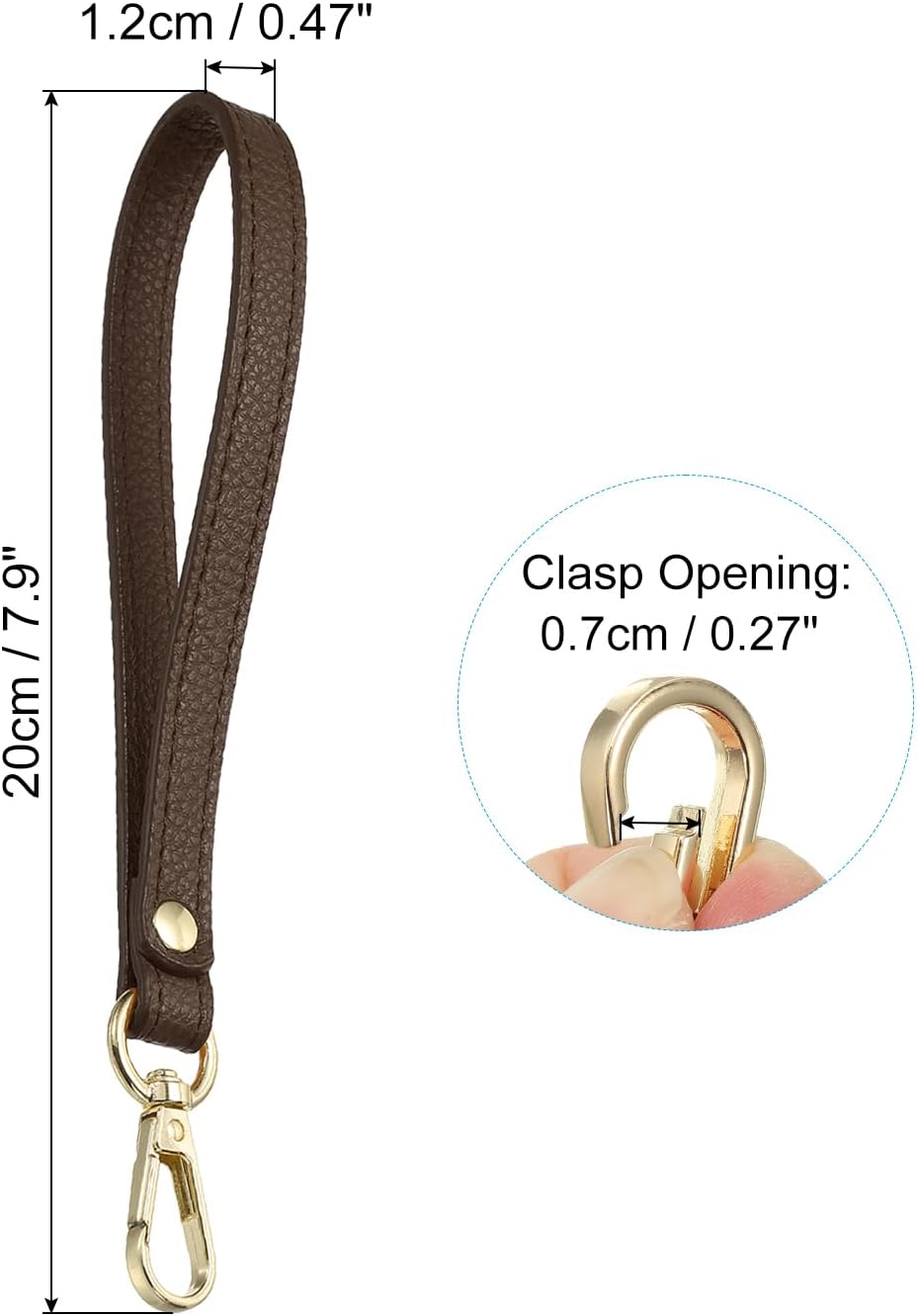 PU Leather Keychain with Metal Key Ring Lock, for Wallet Purse Gold, Brown -
