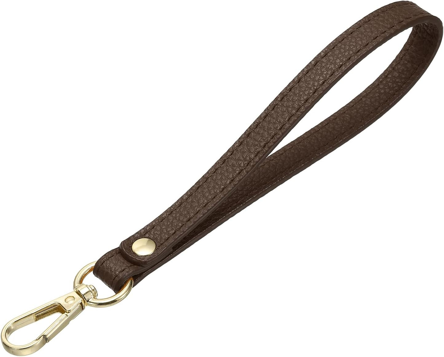 PU Leather Keychain with Metal Key Ring Lock, for Wallet Purse Gold, Brown -