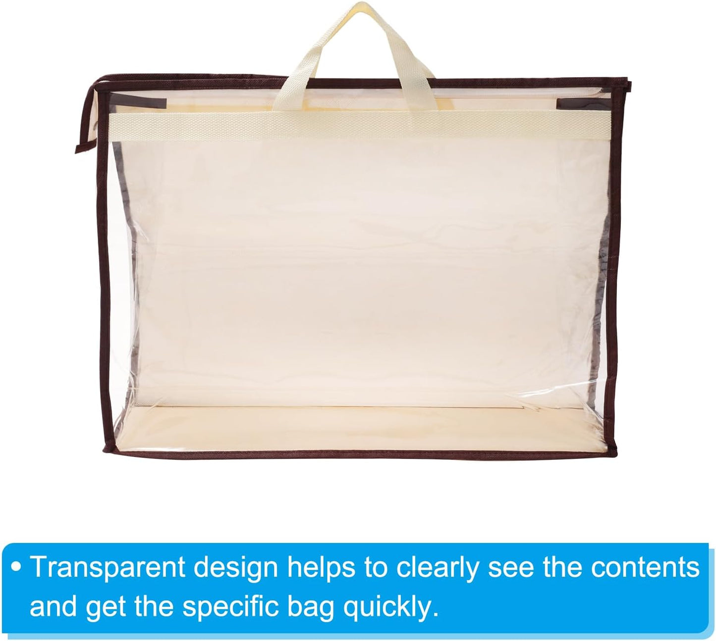 Handbag Dust Bags, 2 Pack Clear Purse Storage Organizer XXL Size PVC Dustproof Cover Transparent Protector, Beige