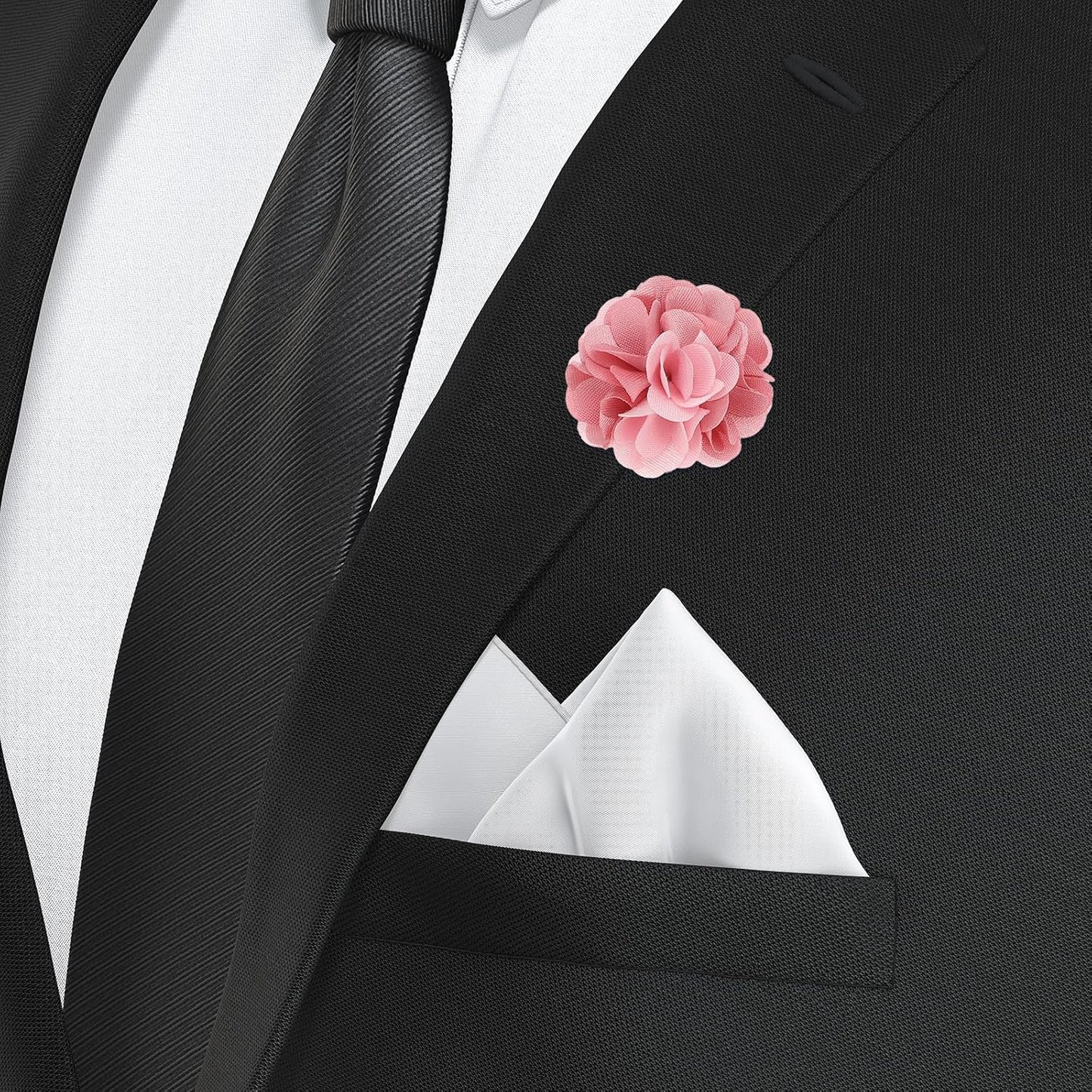 Flower Boutonnieres Pin, Lapel Pin for Men Camellia Wedding Graduation Anniversary Brooch Outfit Accessories Dark Pink/Light Pink -