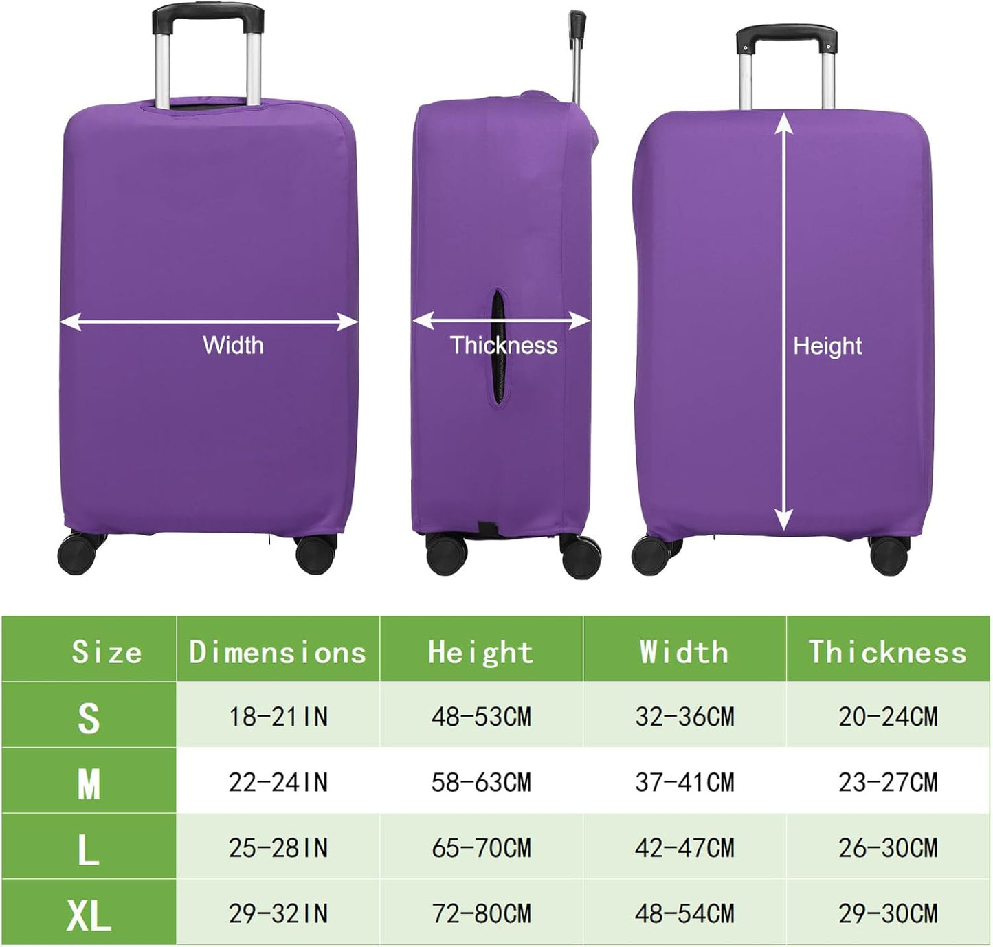 Luggage Cover, Suitcases Covers Elastic Carry on Protector Washable Scratch-Resistant Fits 22-24 Inch for Travel Business Trips, Violet inch