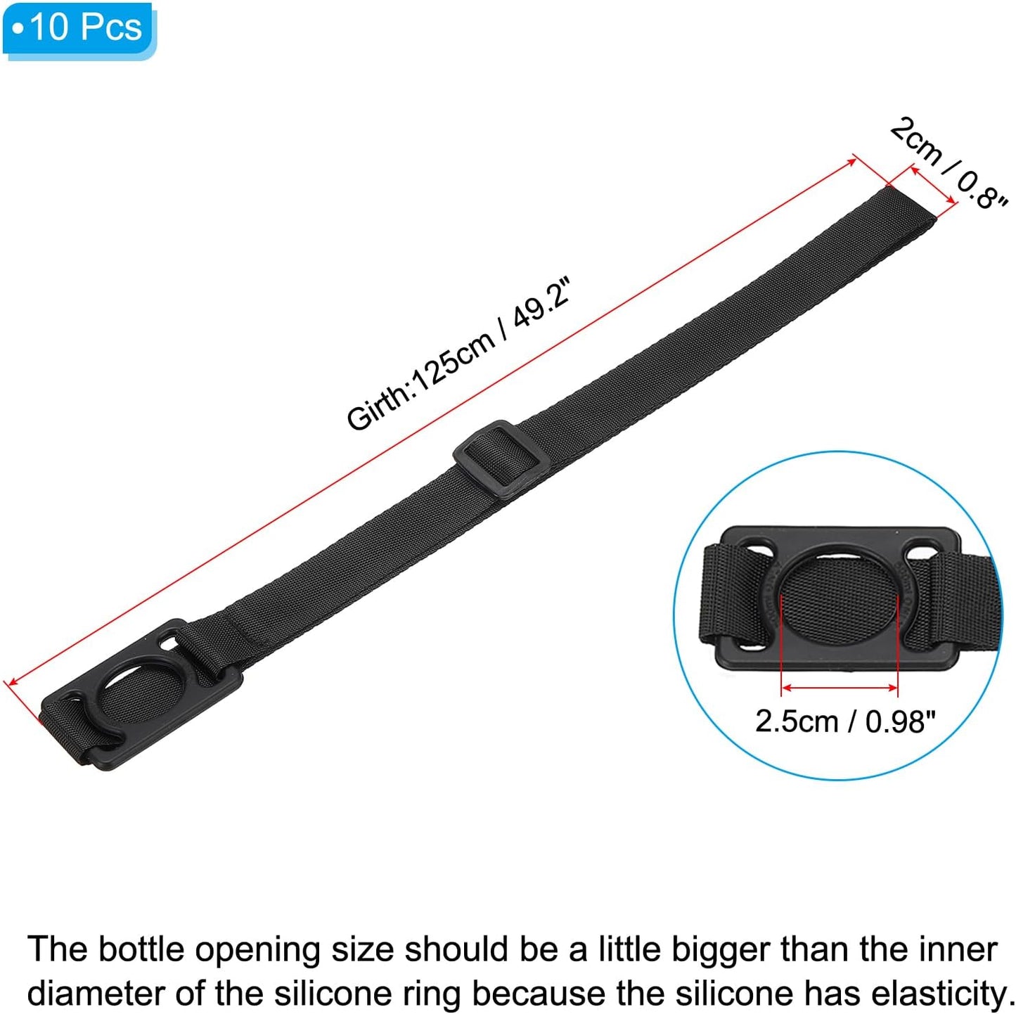 Water Bottle Lanyard, Adjustable Holder Shoulder Strap with Ring Buckle Carrier Clips for Walk Outdoor Black -