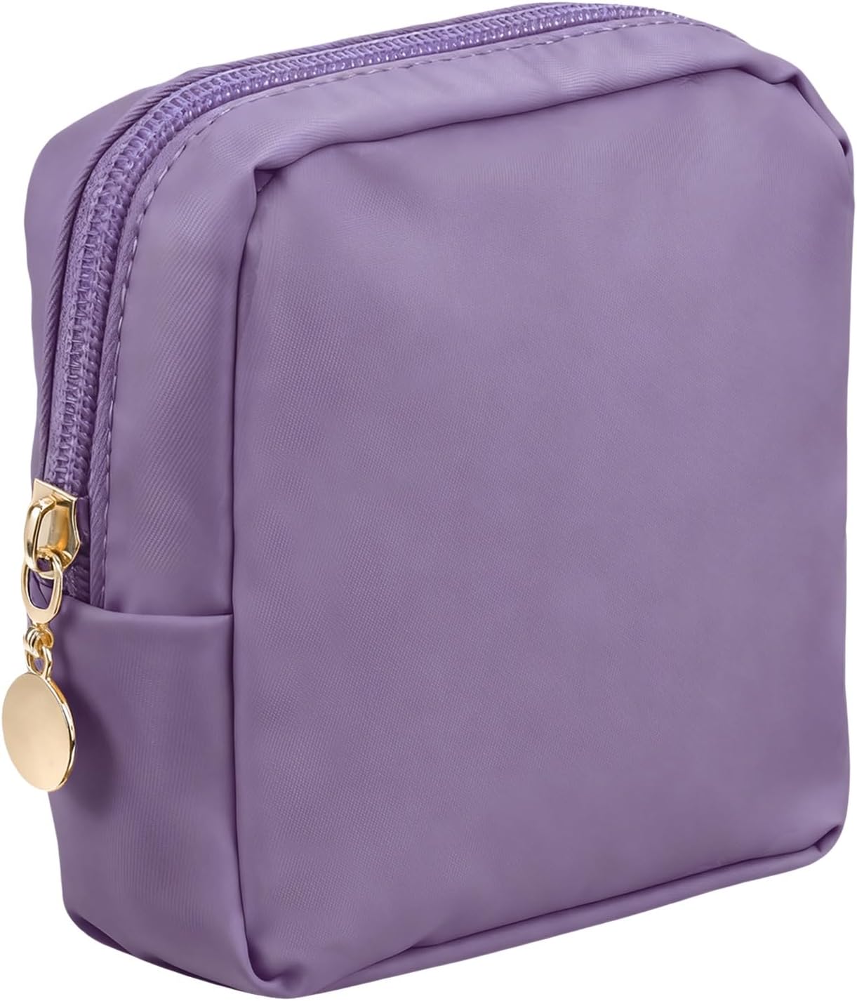 Polyester Makeup Bags, Square Small Cute Cosmetic Zipper Pouch Purse Reusable Storage Organizer Waterproof Travel Coin for Women Girls, Dark Purple -