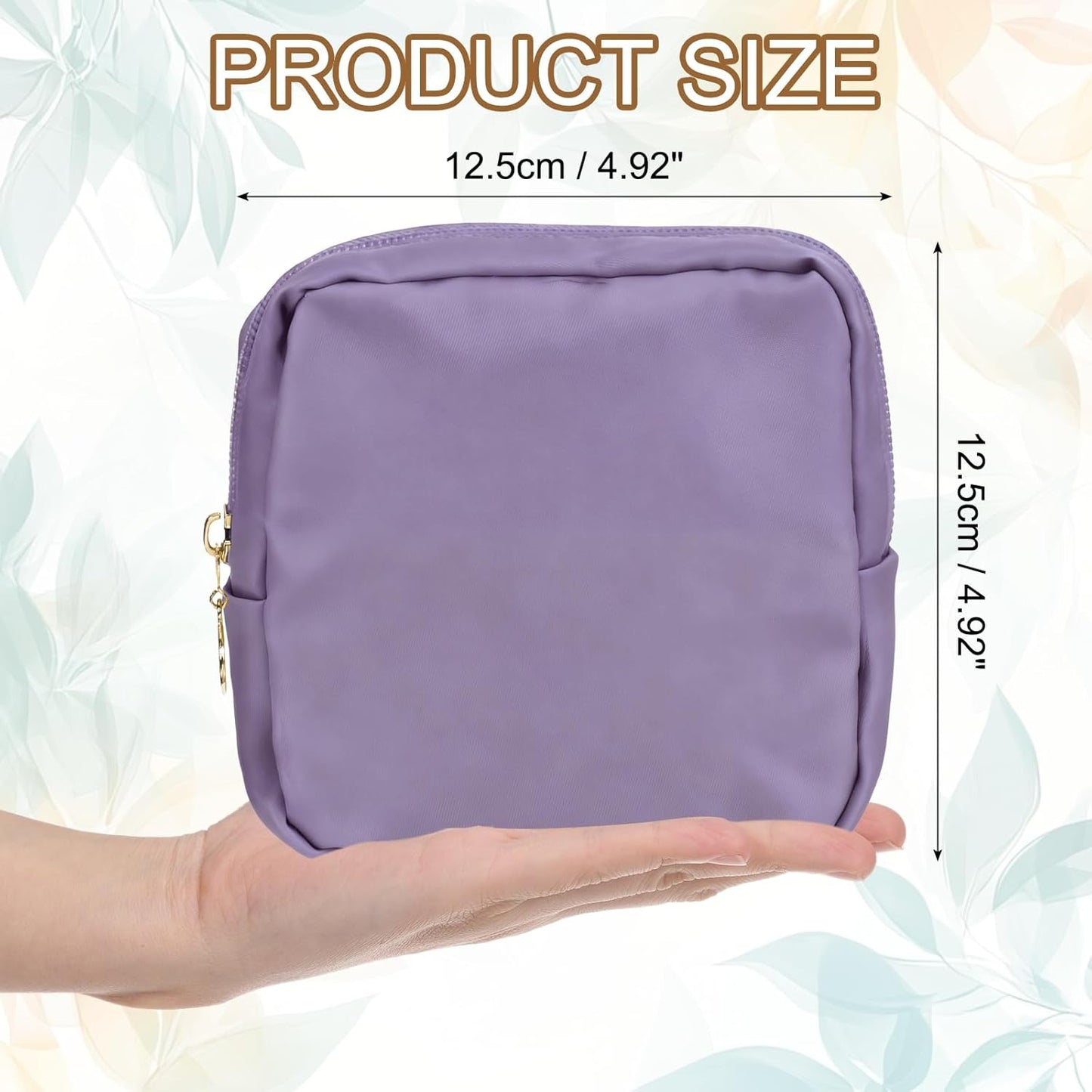 Polyester Makeup Bags, Square Small Cute Cosmetic Zipper Pouch Purse Reusable Storage Organizer Waterproof Travel Coin for Women Girls, Dark Purple -
