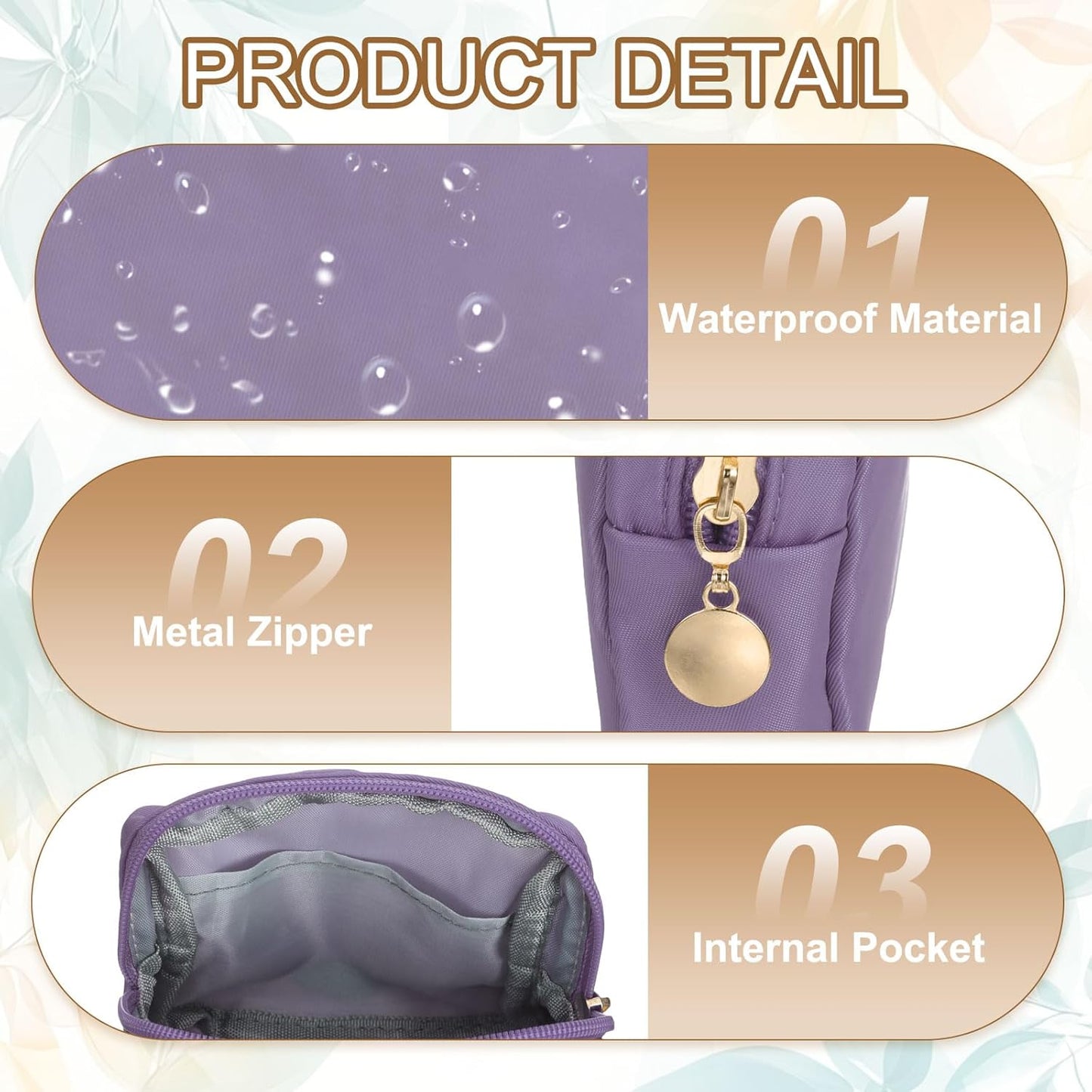 Polyester Makeup Bags, Square Small Cute Cosmetic Zipper Pouch Purse Reusable Storage Organizer Waterproof Travel Coin for Women Girls, Dark Purple -