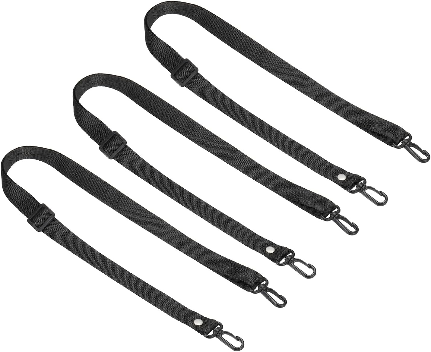 125cm x 2cm Replacement Shoulder Strap, 3 Pack Adjustable Swivel Clips Hook Buckle Slide Crossbody Bag Belt for Water Bottle Carrier Sling Bag, Black -