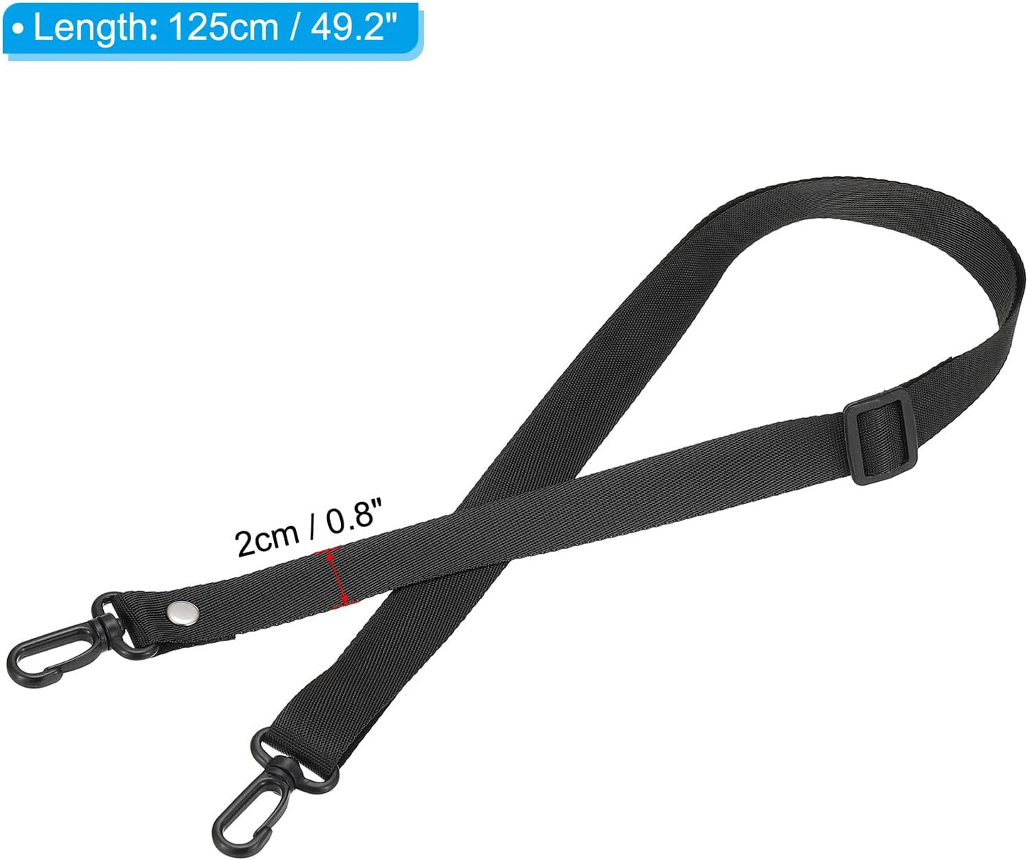 125cm x 2cm Replacement Shoulder Strap, 3 Pack Adjustable Swivel Clips Hook Buckle Slide Crossbody Bag Belt for Water Bottle Carrier Sling Bag, Black -