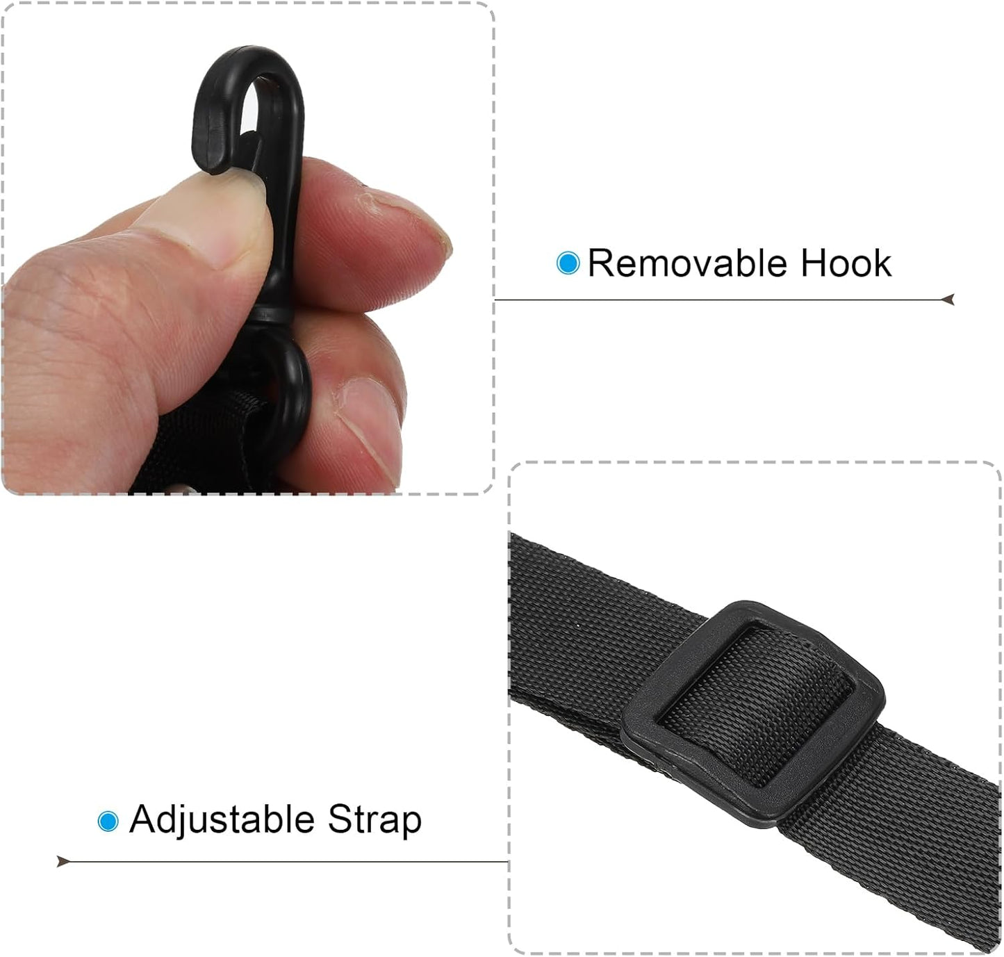 125cm x 2cm Replacement Shoulder Strap, 3 Pack Adjustable Swivel Clips Hook Buckle Slide Crossbody Bag Belt for Water Bottle Carrier Sling Bag, Black -