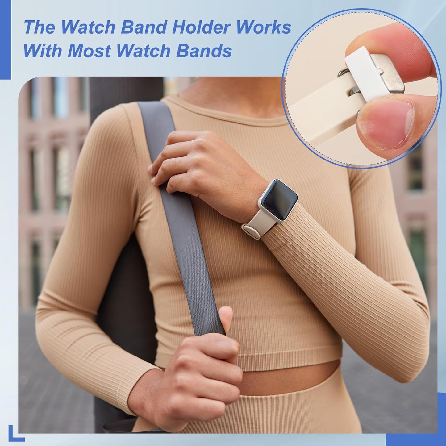 Watch Band Holder Loop, Universal Silicone Replacement Strap Keeper Parts for Smart Sport Deep Blue 22mm
