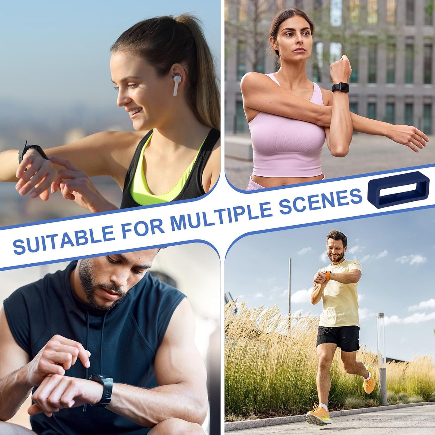 Watch Band Holder Loop, Universal Silicone Replacement Strap Keeper Parts for Smart Sport Deep Blue 22mm