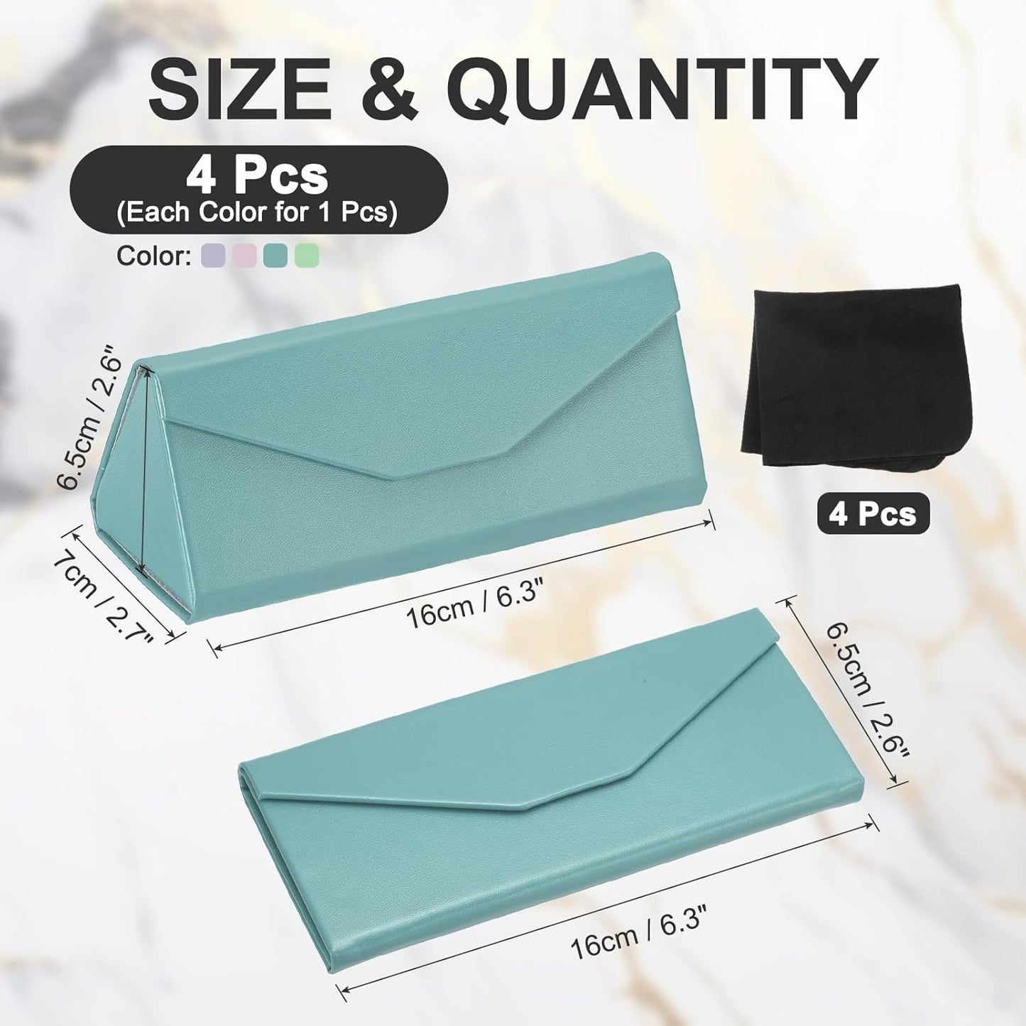 Foldable Glasses Case, Triangle Magnetic PU Leather Hard Eyeglass Cases for Women Man Airy Pastels -