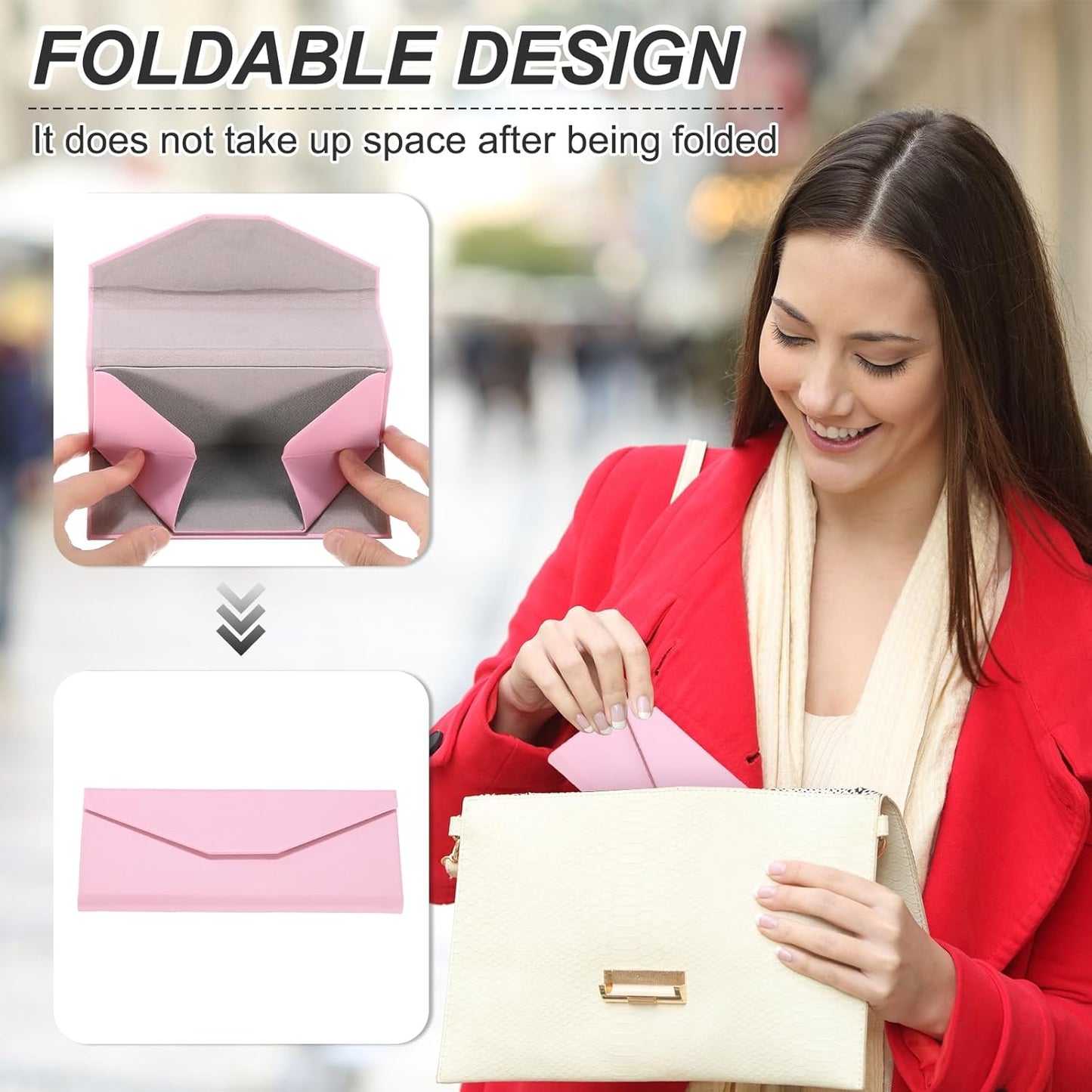 Foldable Glasses Case, Triangle Magnetic PU Leather Hard Eyeglass Cases for Women Man Airy Pastels -
