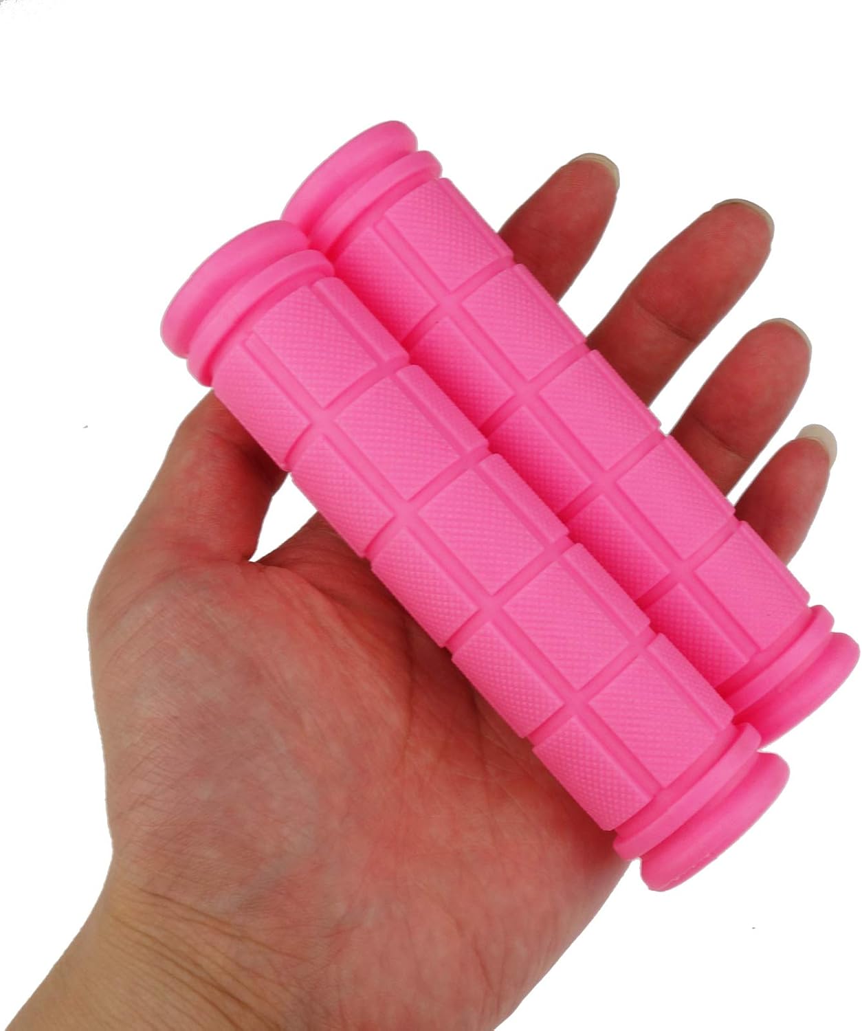 2 Pack Bicycle Bike Handlebar Scooter Streamers,1 Bell and Handle Bar Grips Pink bell+Hot pink bike streamers+ grips