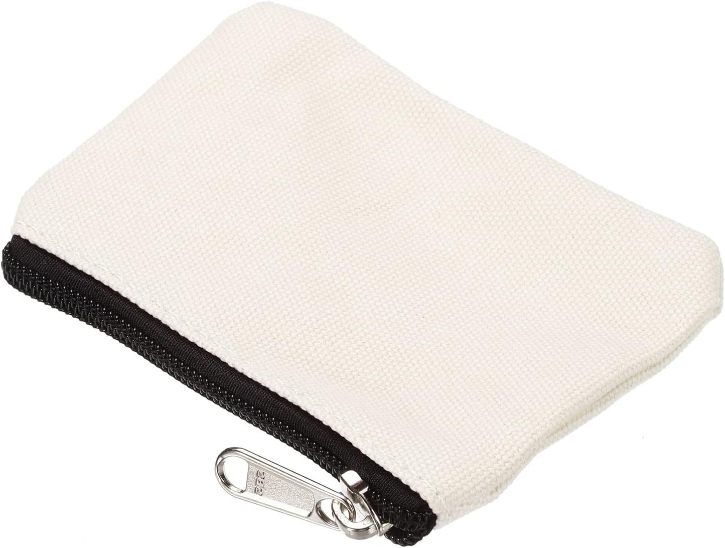 3" x 5" Coin Purse Pouch, 3 Pack Change Purses Small Organizer Bags with Zipper Canvas for Home, White -