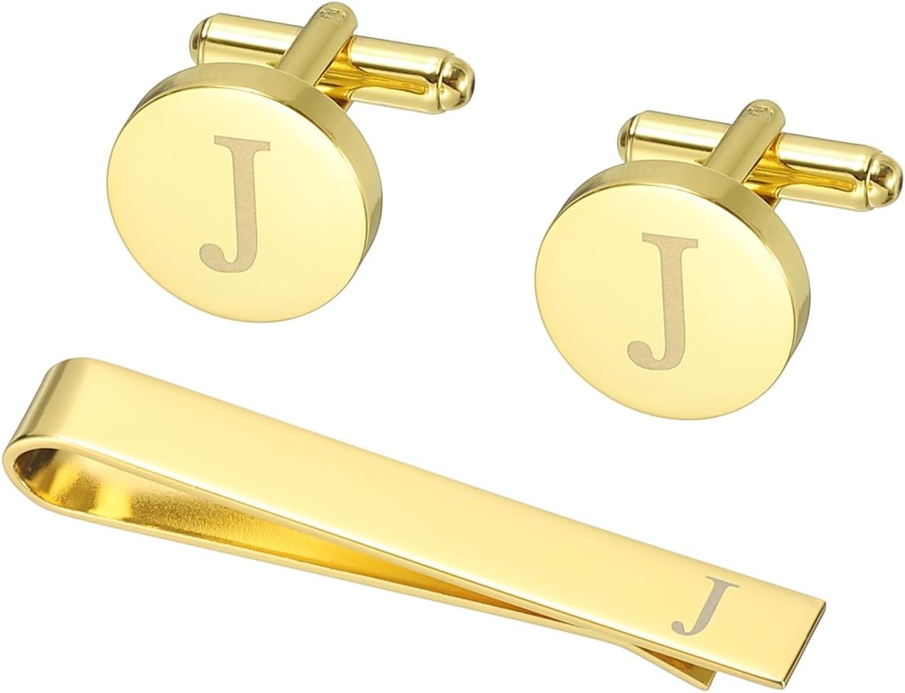 Cuff Links Mens, Initial Tie Clip and Cufflinks Set for Men Classic 26 Letters Business,Wedding -