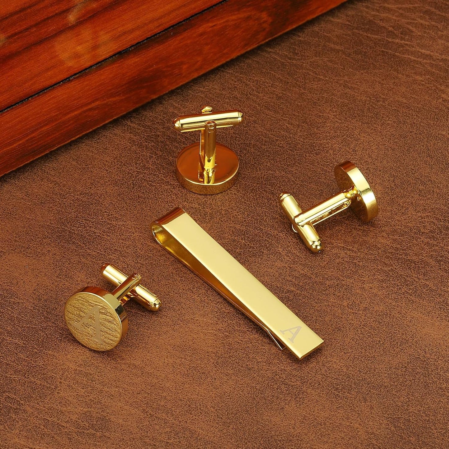 Cuff Links Mens, Initial Tie Clip and Cufflinks Set for Men Classic 26 Letters Business,Wedding -
