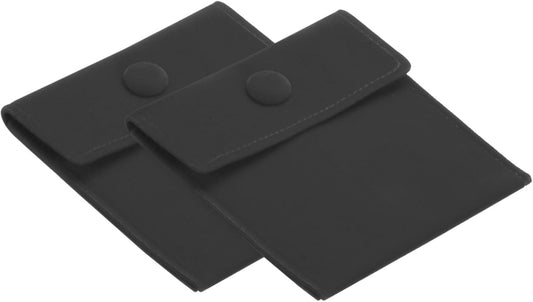 4x4 Inch Jewelry Pouch, 2 Pack Soft Velvet Pouches with Snap Button Portable Storage for Rings Necklace Bracelet Earring Watch, Black