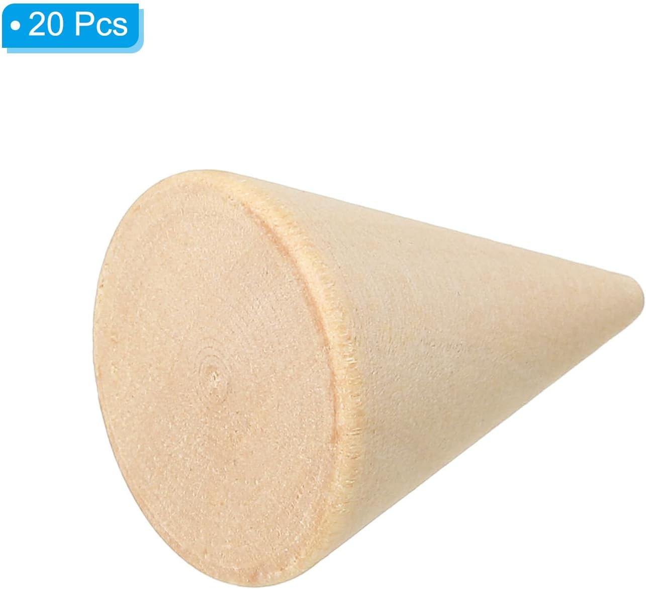 25x20mm Natural Wood Cone Ring Holder, 20 Pack Finger Jewelry Display Stand Organizer Unpainted Wooden Cones for DIY Craft Color
