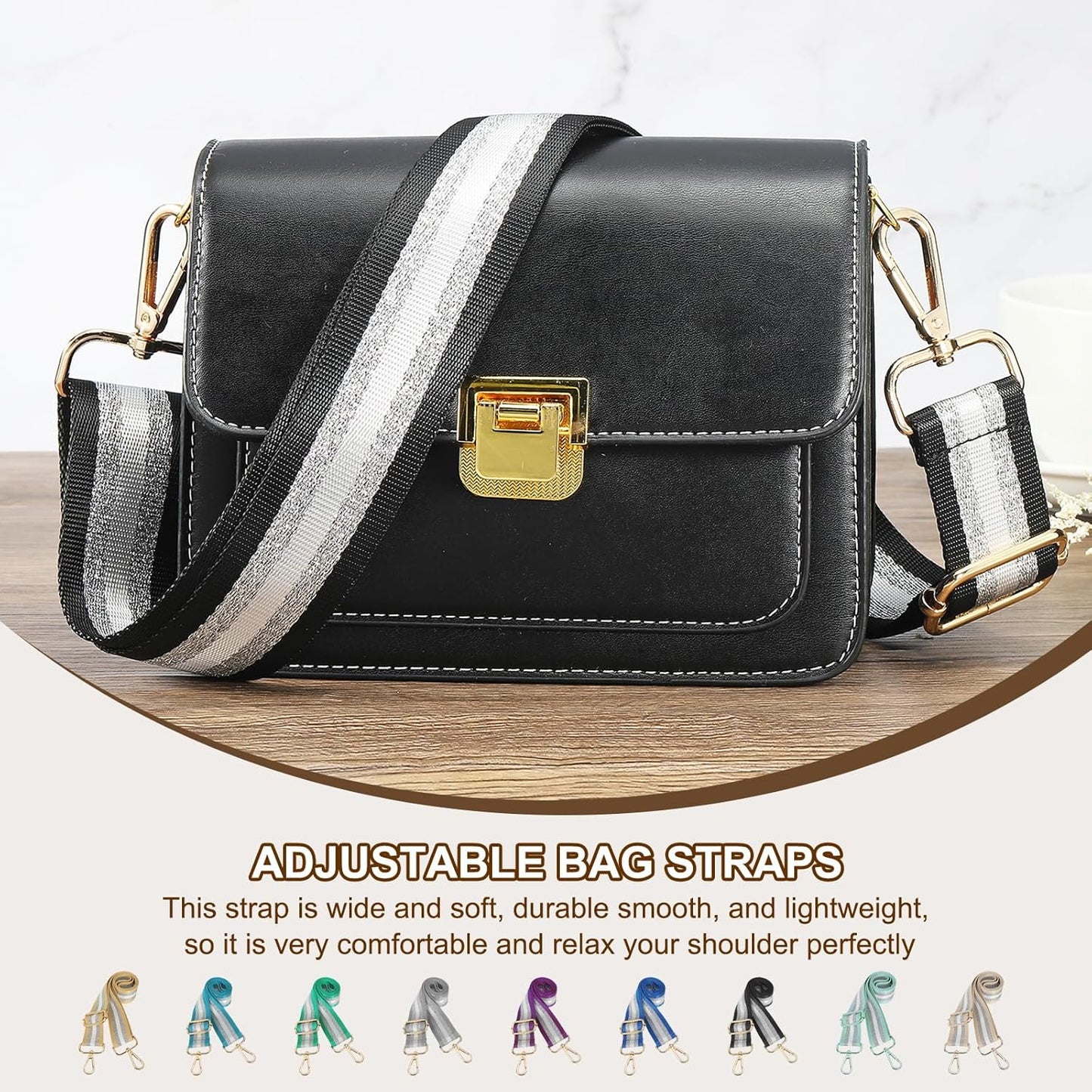 Purse Strap, Wide Shoulder Strap Adjustable Crossbody Bag Straps Universal Replacement Belt for Women's Handbags Canvas Guitar Backpack, Light Blue -