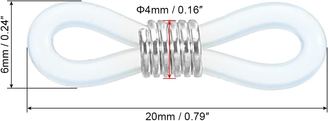 Eyeglass Chain Connector, Adjustable Anti Slip Silicone Rubber Strap Holder End Loop for Eyeglasses Sunglasses Silver -