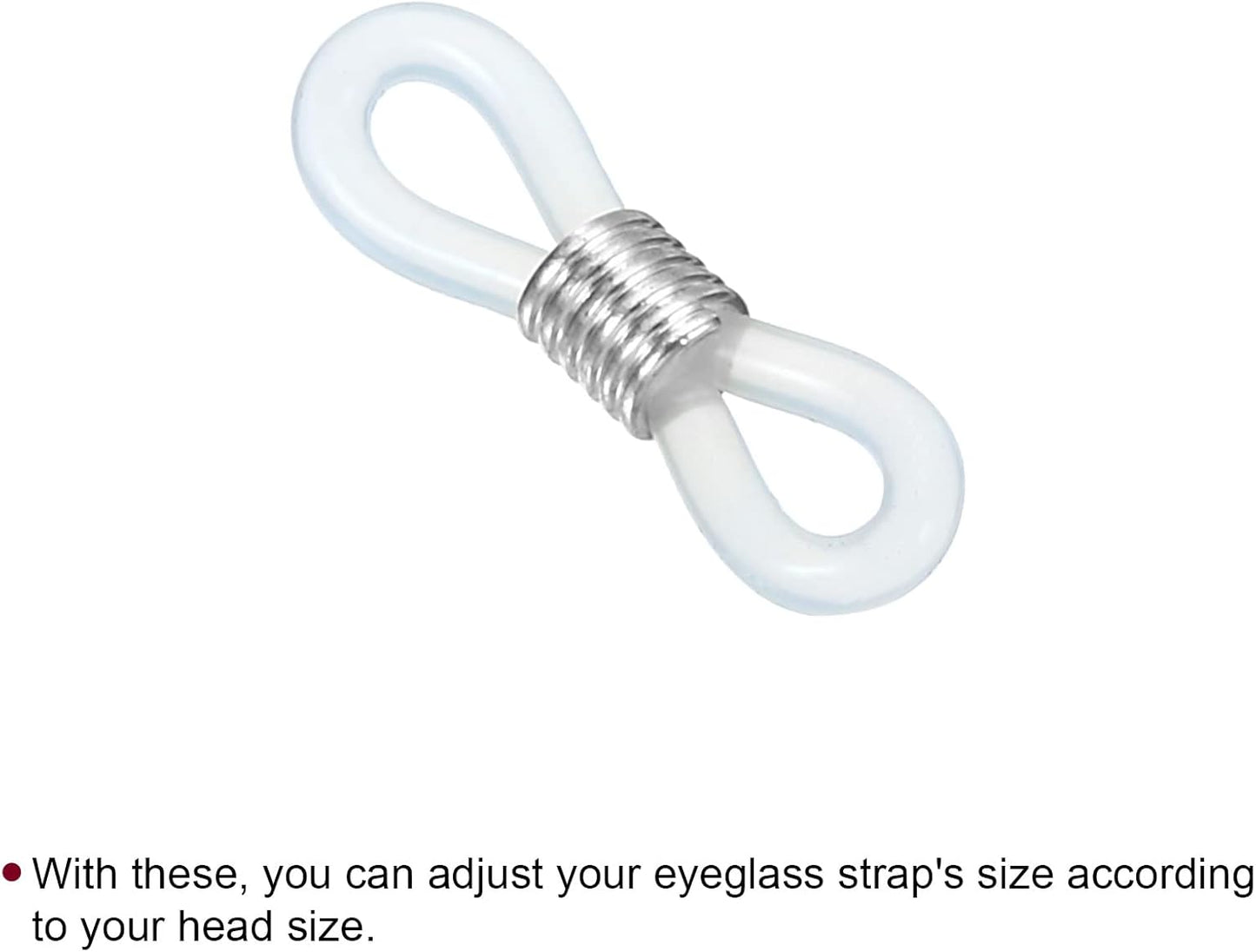 Eyeglass Chain Connector, Adjustable Anti Slip Silicone Rubber Strap Holder End Loop for Eyeglasses Sunglasses Silver -