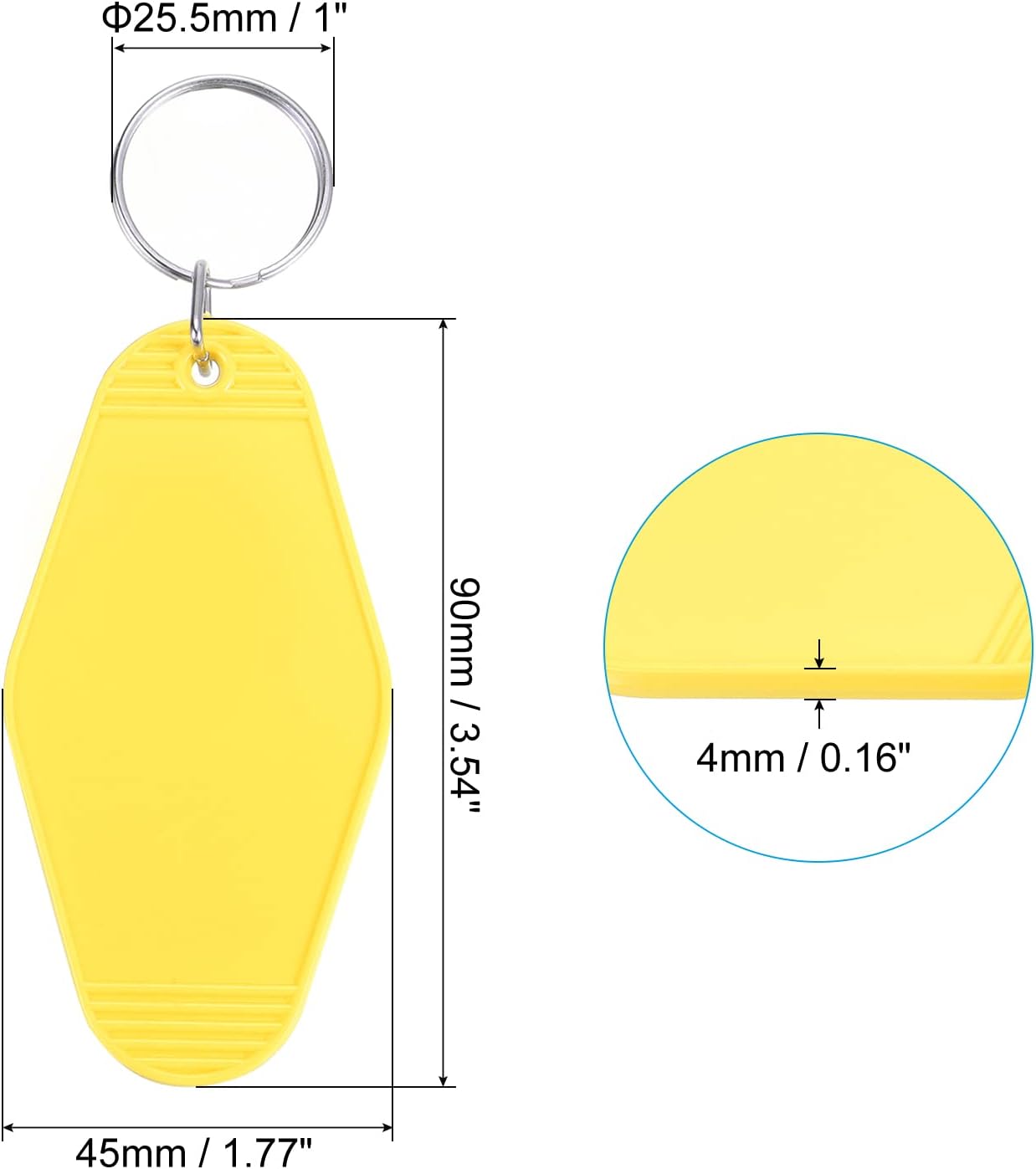 Vintage Motel Keychain, Hotel Keychains Key Tag Bright Yellow -