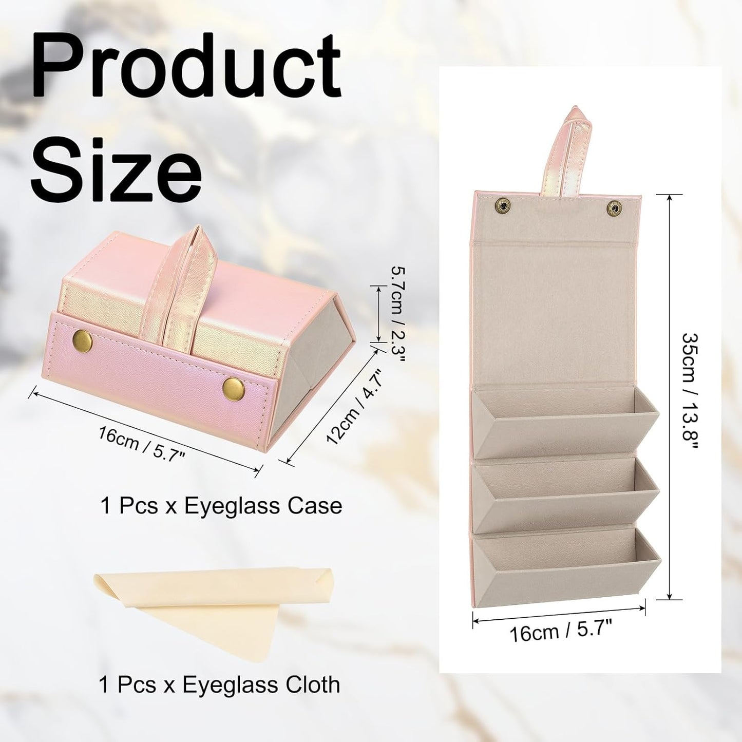 Travel Sunglasses Organizer, Foldable Holder Leather Sunglass Storage Organizer Case Portable Pink -