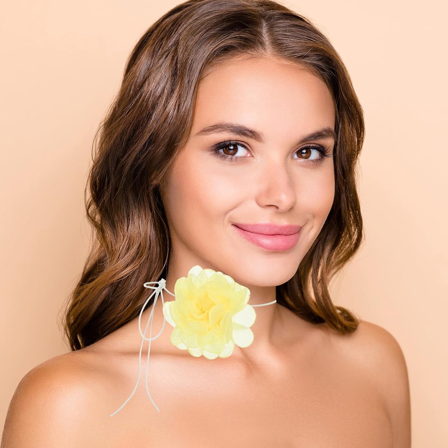 Chokers Necklace Adjustable Fashion Accessories for Bride Wedding Bridal Shower Yellow -