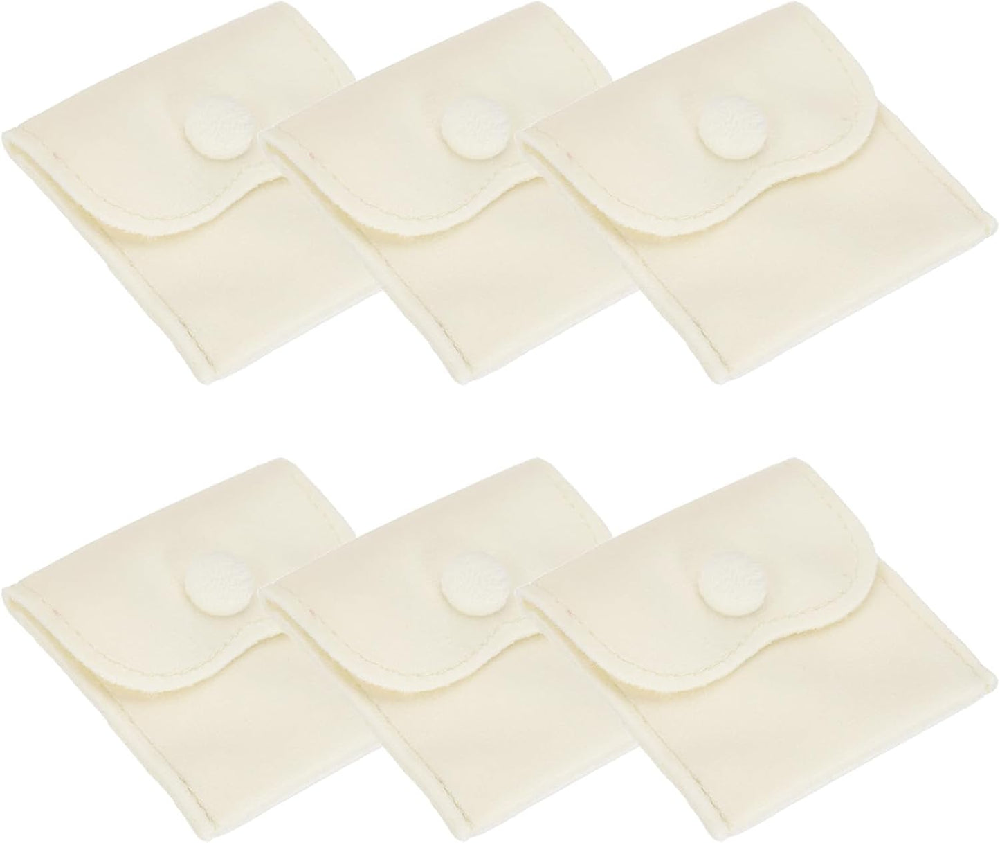 3x3 Inch Velvet Jewelry Pouches, 6 Pcs Packaging Gift Bags with Snap Button for Bracelet Necklace Rings Watch, Beige