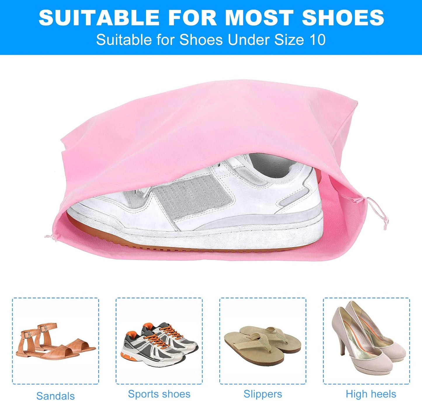 Shoe Dust Bag, 16 Pack Duster Flannel Shoes Pouch with Drawstring Washable Breathable Travel Bags for Home Luggage Storage, 12x17" Brown -