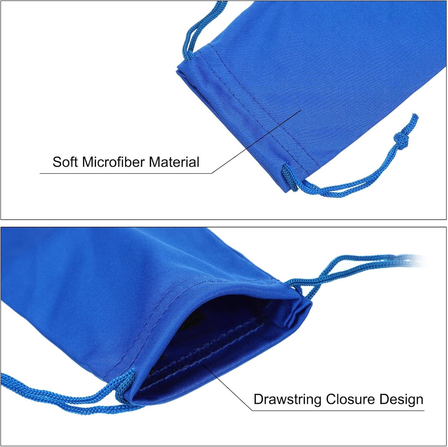 Sunglasses Pouch Microfiber Soft Eyeglass Case, Glasses Bags with Drawstring for Cell Phone Blue -