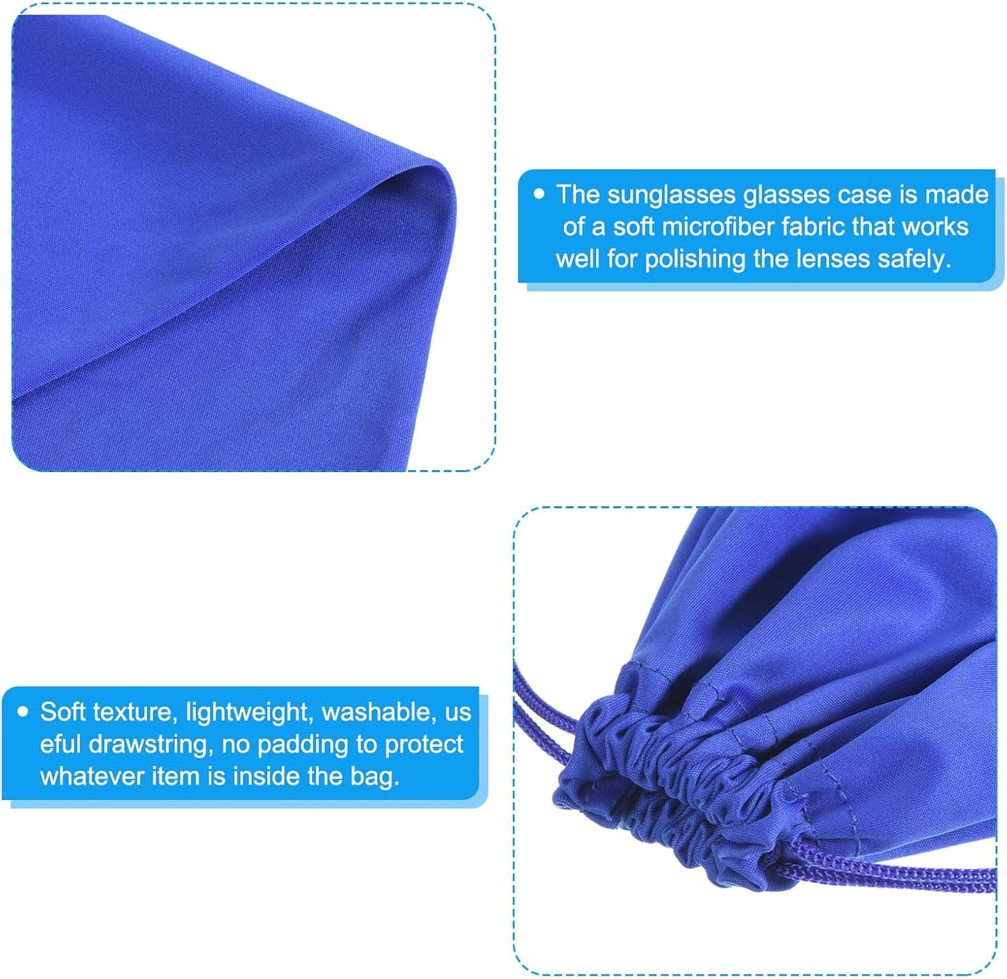 Ski Goggle Bag, Microfiber Snow Goggles Case Cover Soft Storage Sleeve Drawstring Pouch Blue -