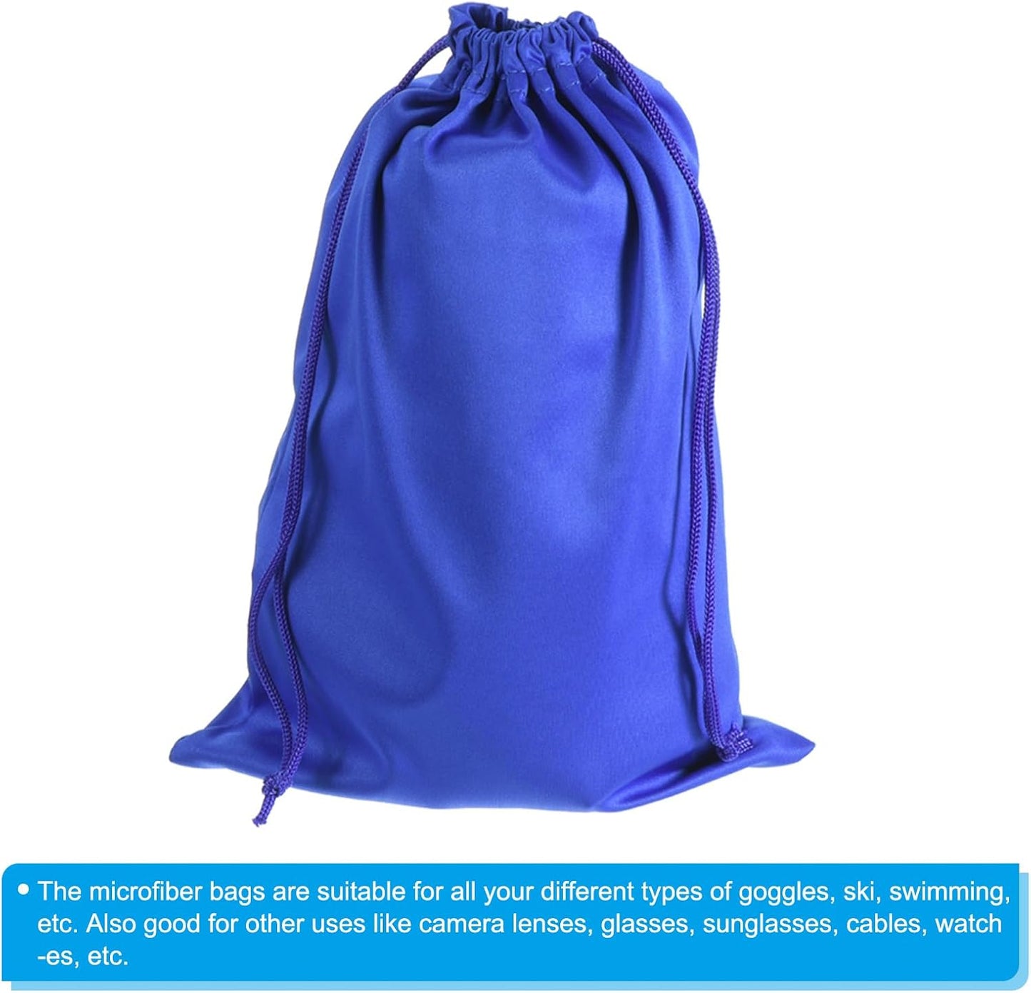 Ski Goggle Bag, Microfiber Snow Goggles Case Cover Soft Storage Sleeve Drawstring Pouch Blue -