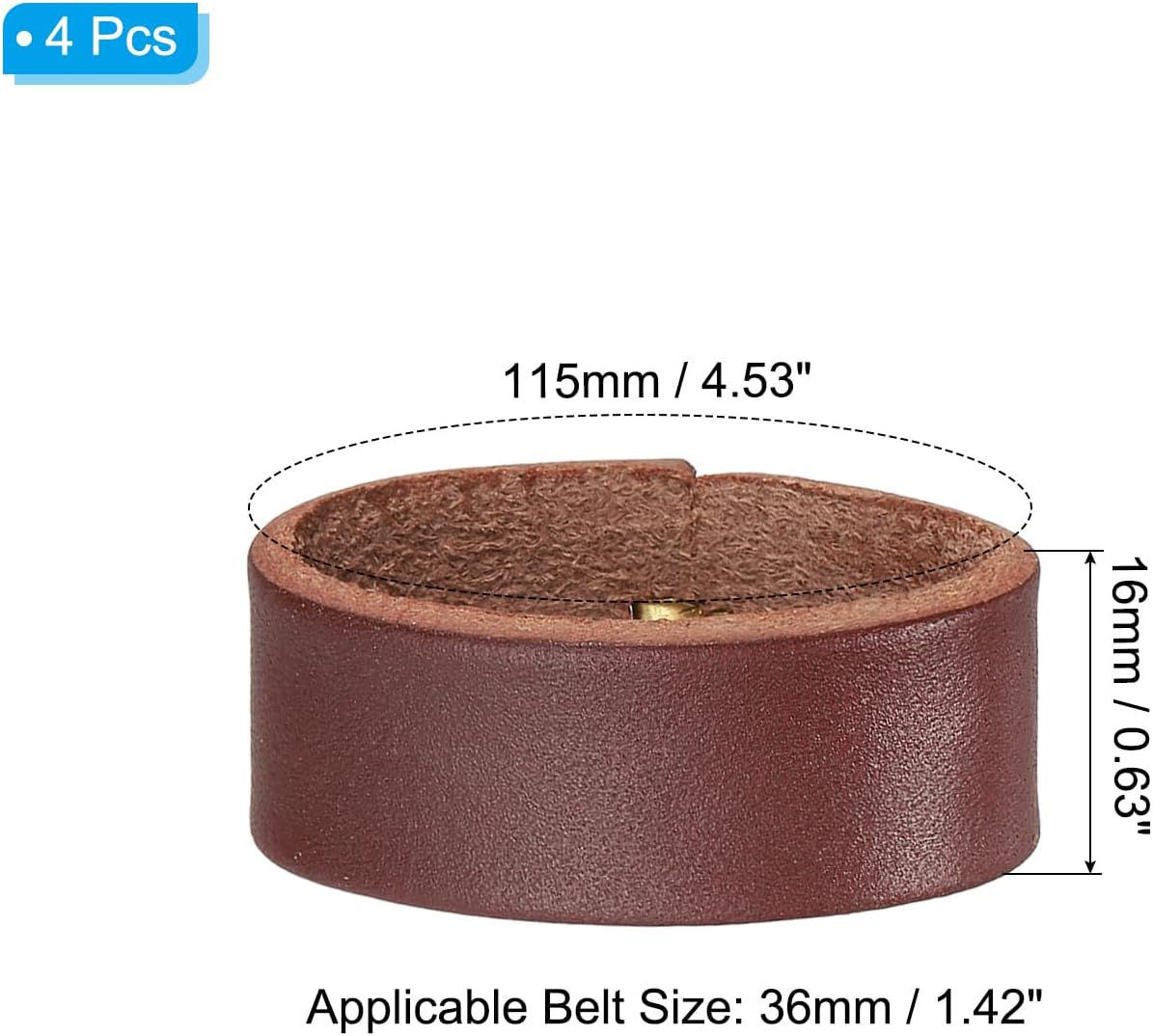Leather Loop Keeper, Loops Belt Keeper Retainer Straps Replacement Reddish Brown 1.5"/1.6"
