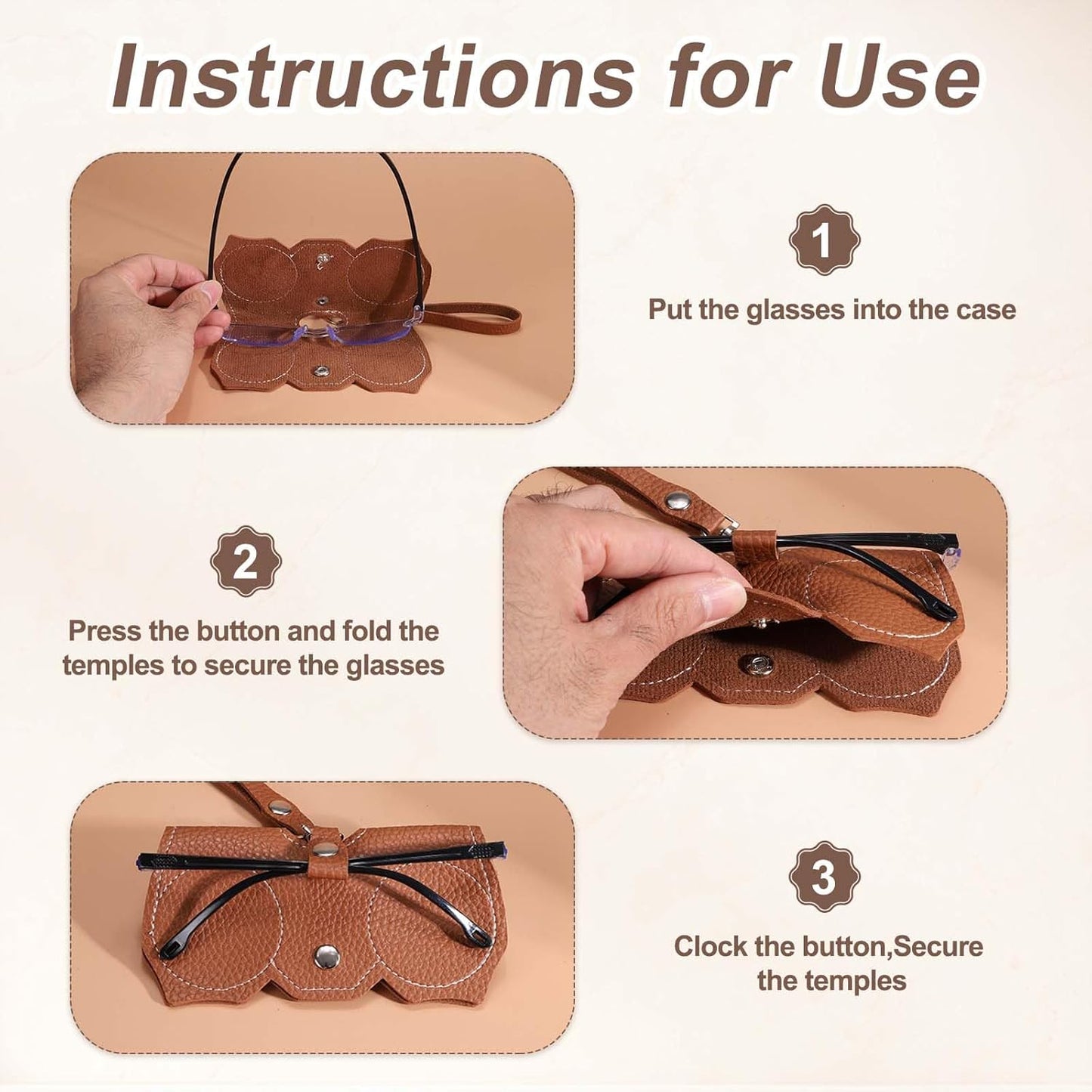 Sunglasses Bag, Portable Soft Case Eyeglasses Clamp Clip Protective Box Black, Light Brown -