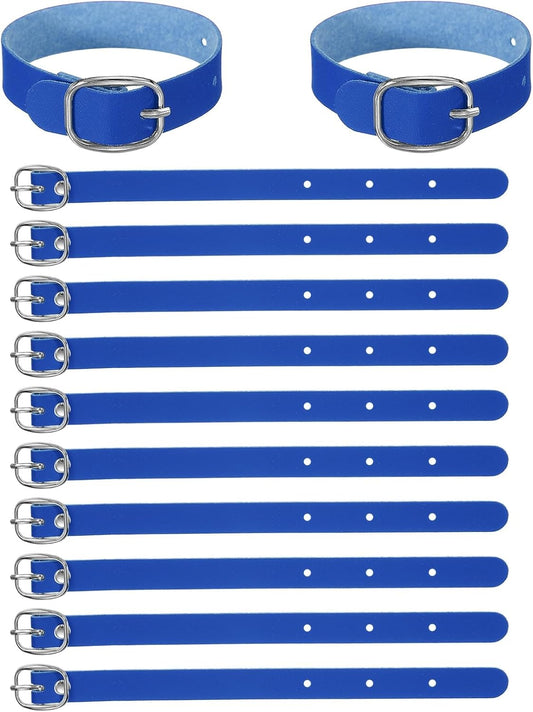 15 Pcs Luggage Tag Strap, PU Leather Extender Buckle Straps Tags Strap Holder Adjustable for Suitcase Hanging Accessories Travel, Blue -