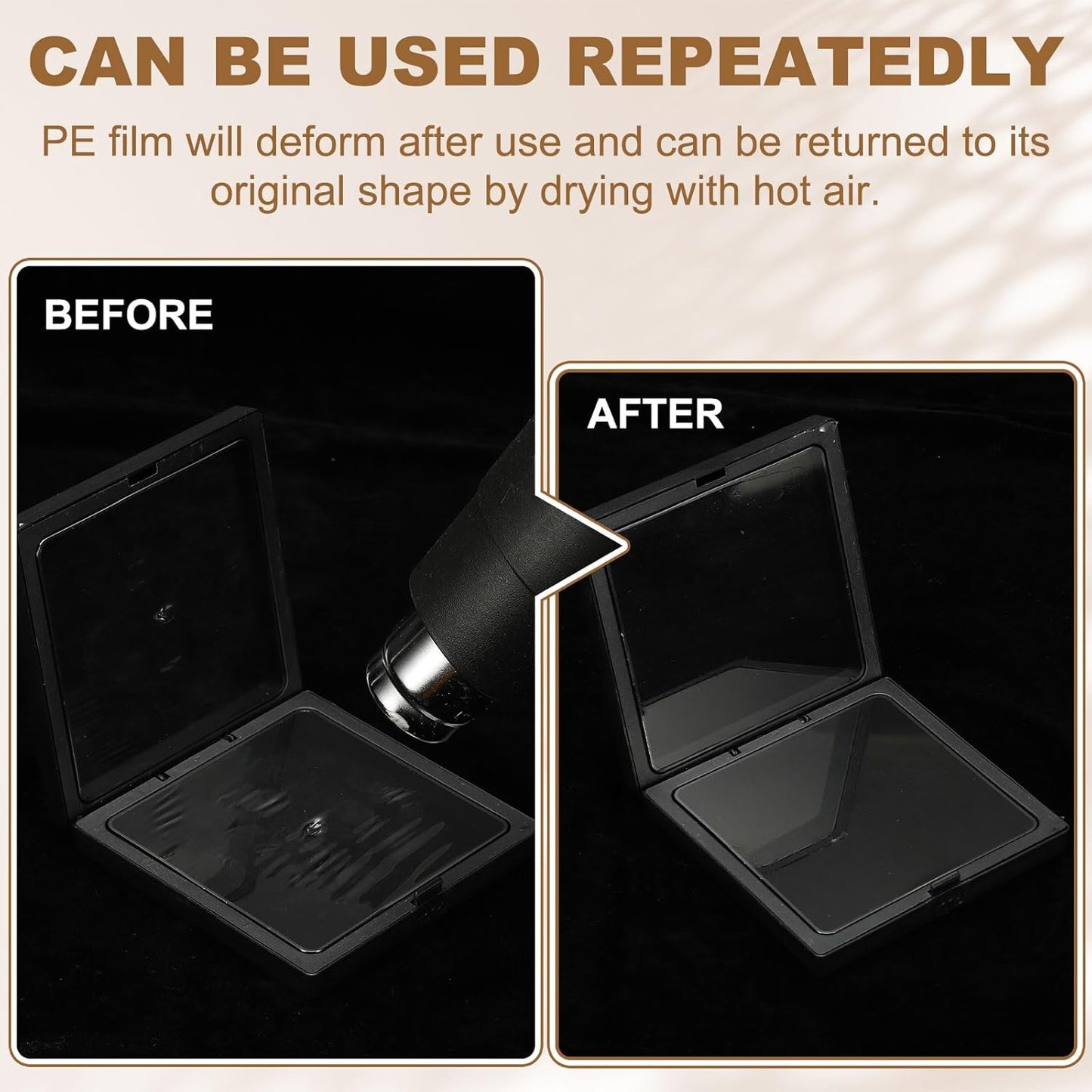 2Pcs Floating Display Case, 5.5 Inch Jewelry Case Stand Challenge Coin Holder Frames Transparent Large Storage Box 3D for Necklace Bracelets Pendants, Black 5.5x5.5