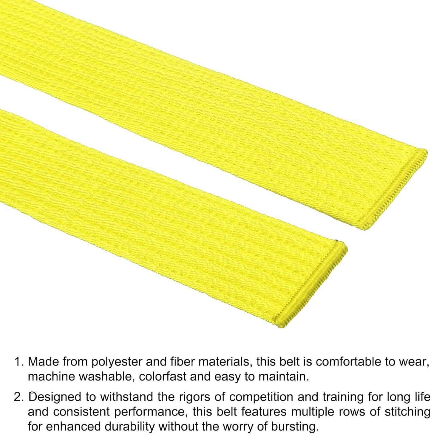 Taekwondo Colored Ranking Belts, Polyester Martial Arts Judo Karate Belt for Coach Teaching Practice Yellow 1.6IN x 7.2FT