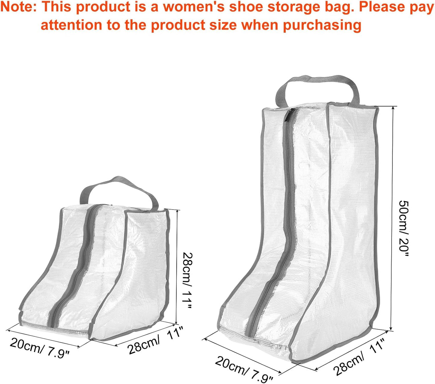 Boots Storage Bags, 4 Pack Waterproof Tall/Short Boot Carry Organizer Protector for Travel Daily Use, Gray -