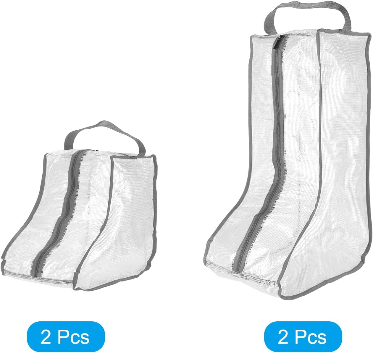 Boots Storage Bags, 4 Pack Waterproof Tall/Short Boot Carry Organizer Protector for Travel Daily Use, Gray -