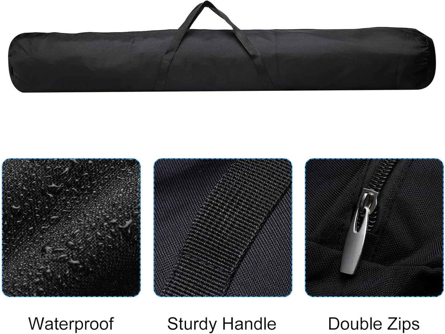 Folding Camping Chair Replacement Bag 47.2" x 5.5", Portable Storage Tent with Handle Strap for Outdoor Hiking Travel, Black - 5.5"
