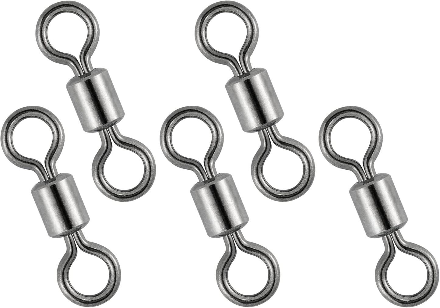 50 Pack Fishing Micro Swivels Fly Rolling Barrel Black Nickel High Strength Solid Rings Hook line Connector - 7mm(20LB)-50pk